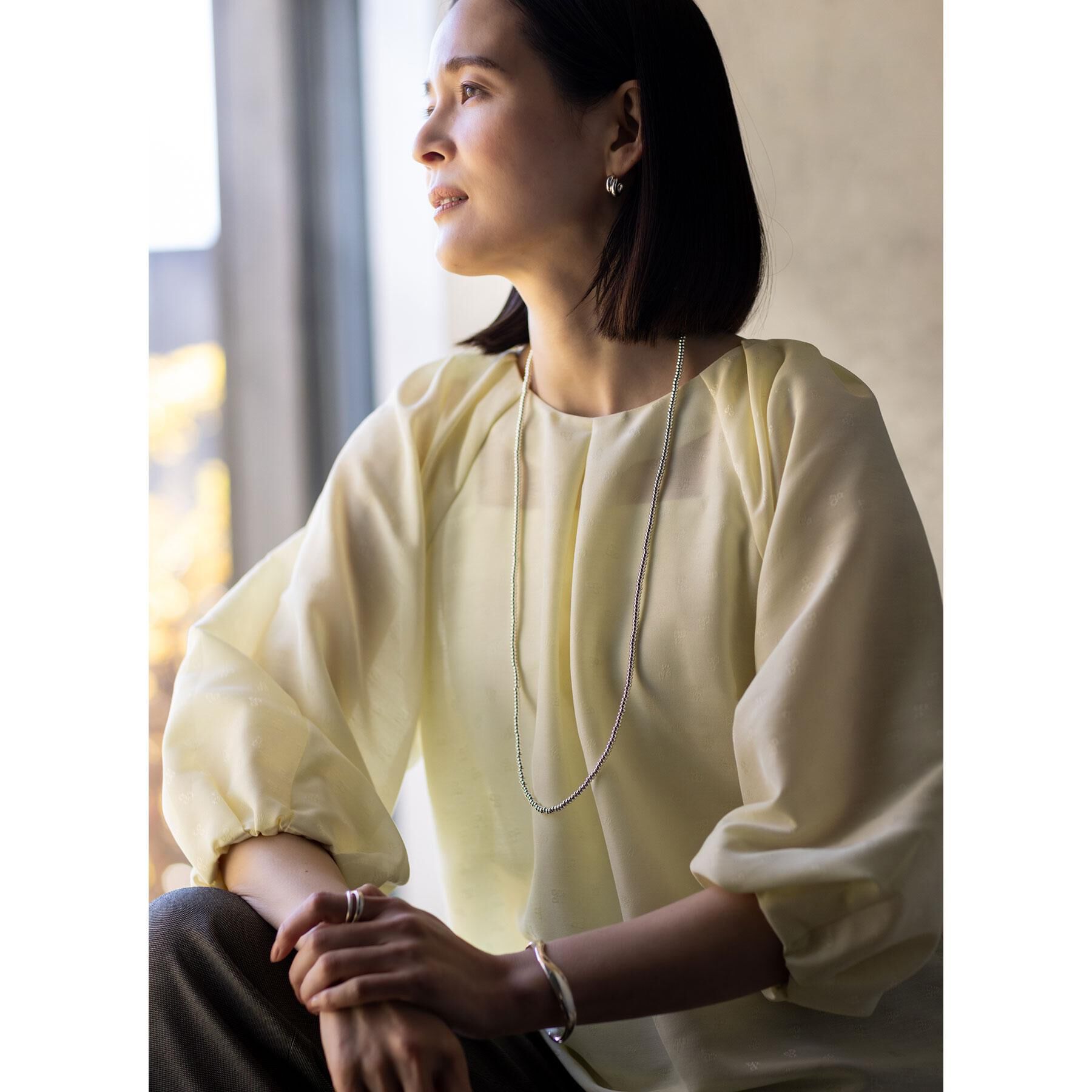 Reflect「ボリュームスリーブサテンジャカードブラウス」|シャツ・ブラウス|