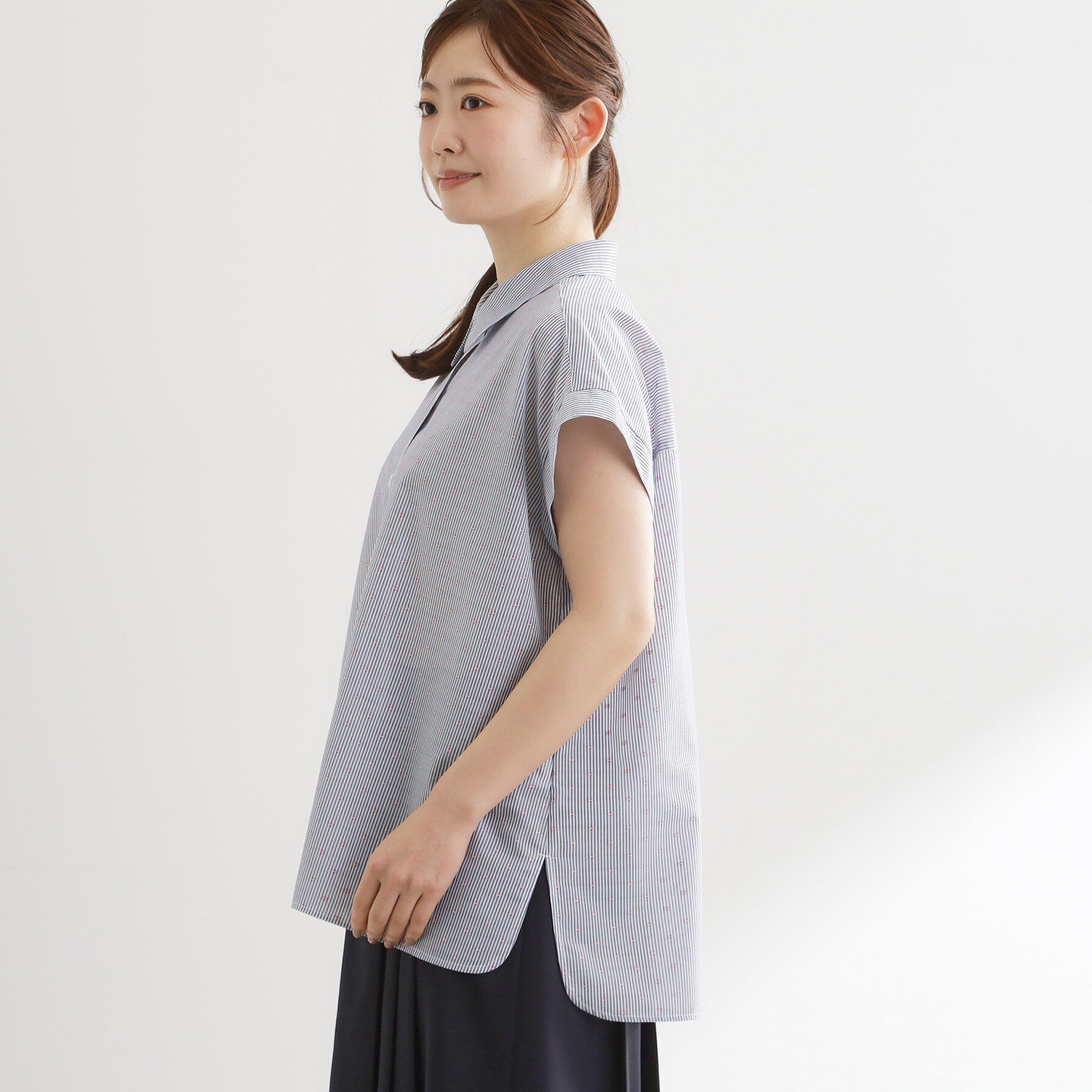 Reflect「【接触冷感】フレンチスリーブシャツブラウス」|シャツ・ブラウス|