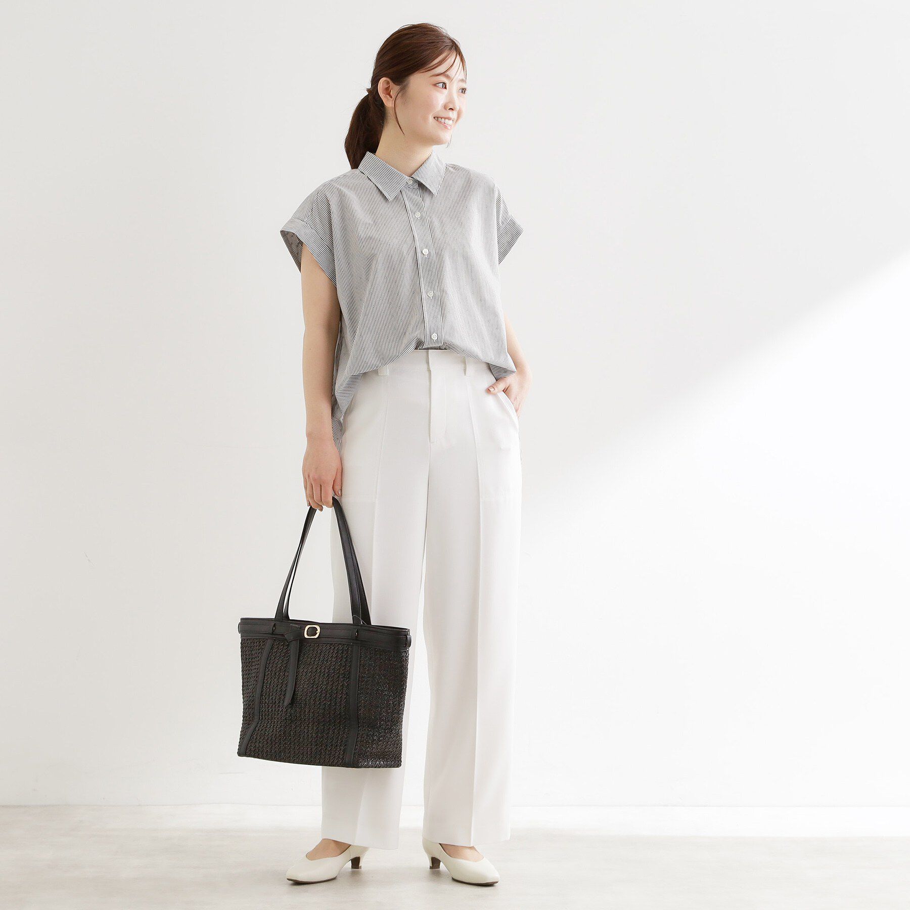 Reflect「【接触冷感】フレンチスリーブシャツブラウス」|シャツ・ブラウス|