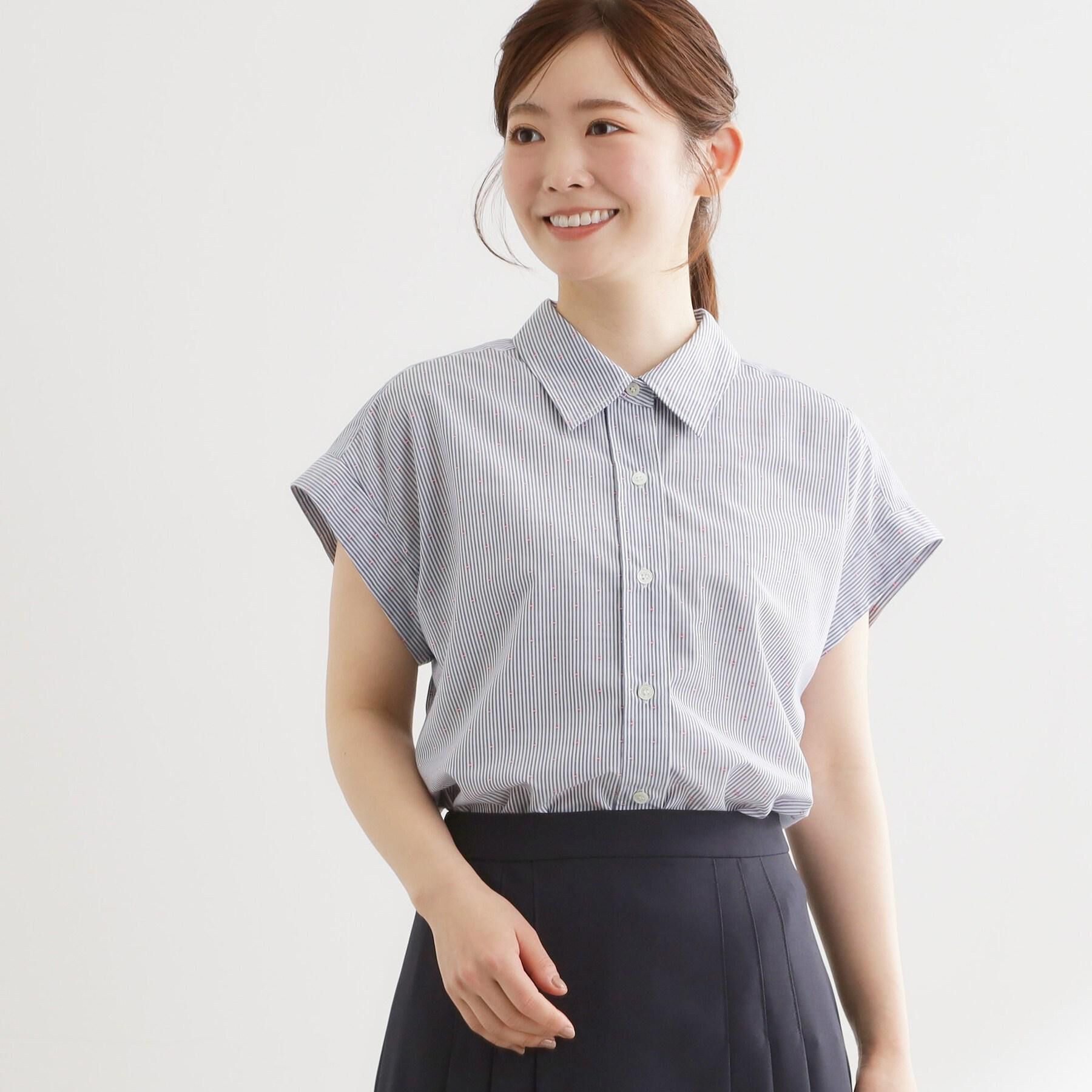 Reflect「【接触冷感】フレンチスリーブシャツブラウス」|シャツ・ブラウス|