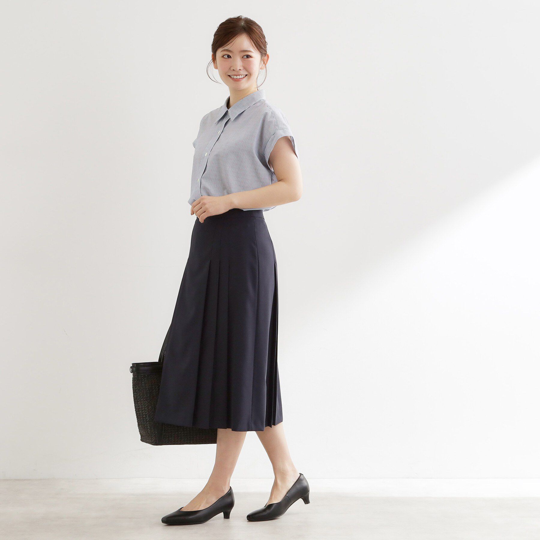 Reflect「【接触冷感】フレンチスリーブシャツブラウス」|シャツ・ブラウス|