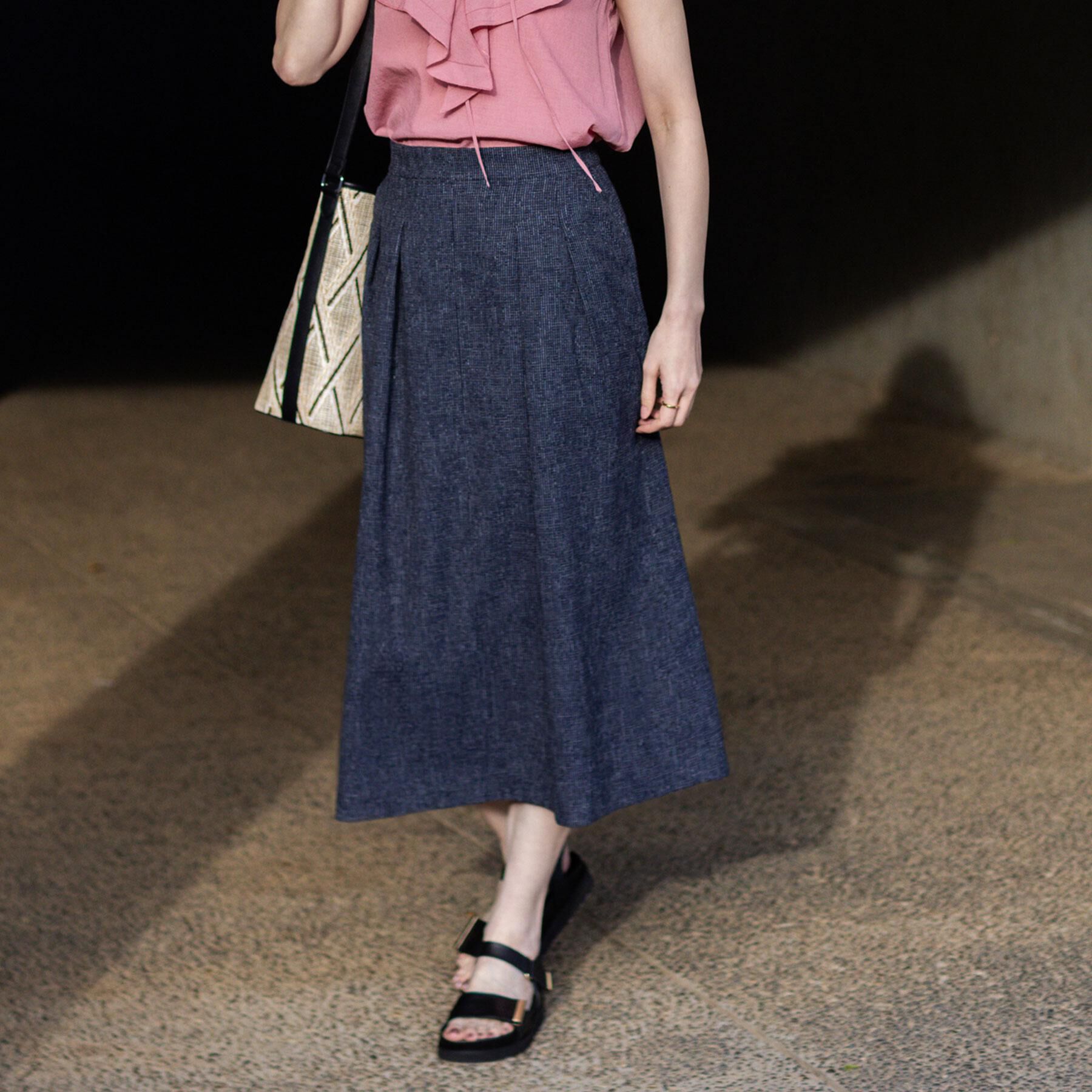 Reflect「ツイードセミフレアスカート」|スカート|ネイビー(494)