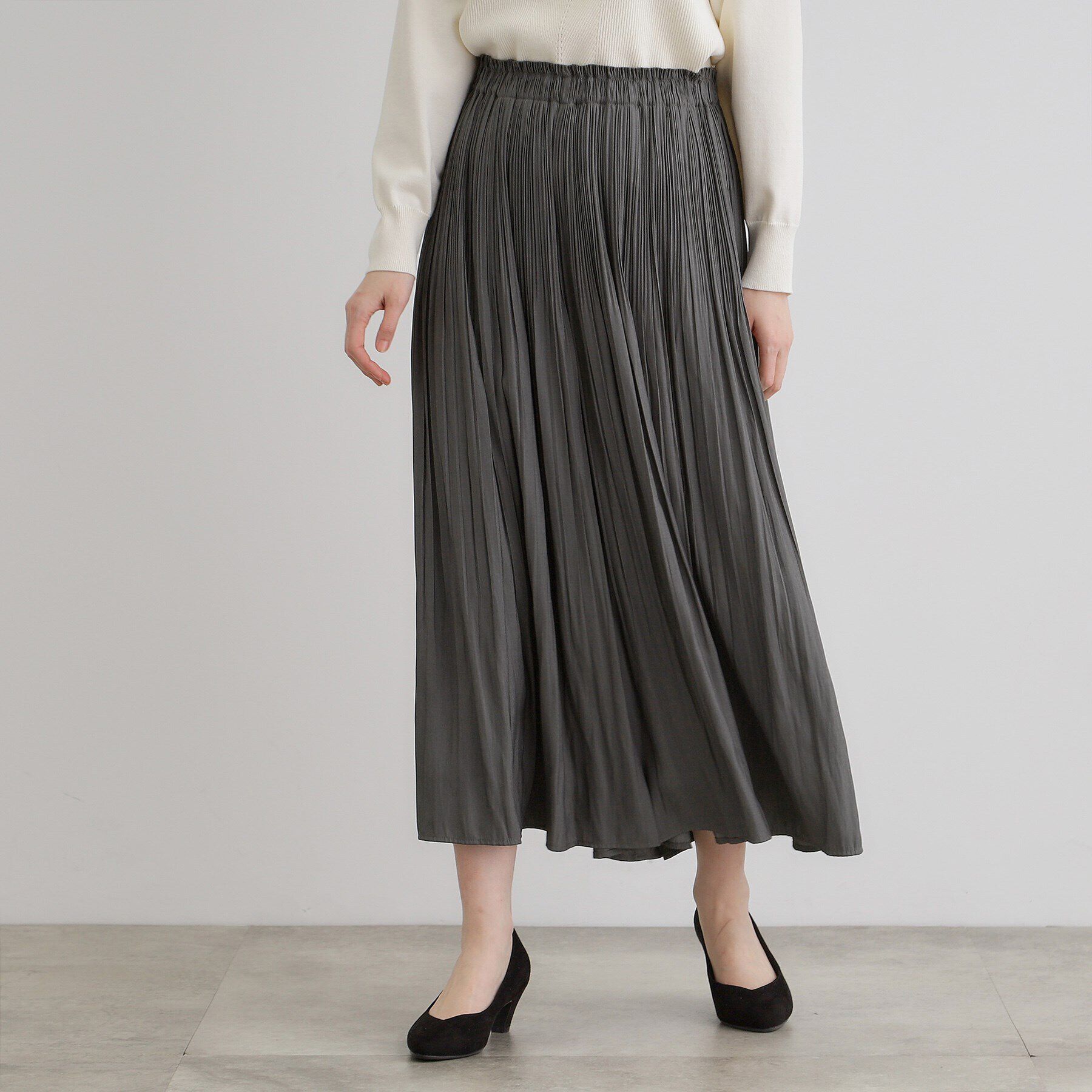 grove「スカートライクプリーツパンツ」|その他|チャコールグレー(0