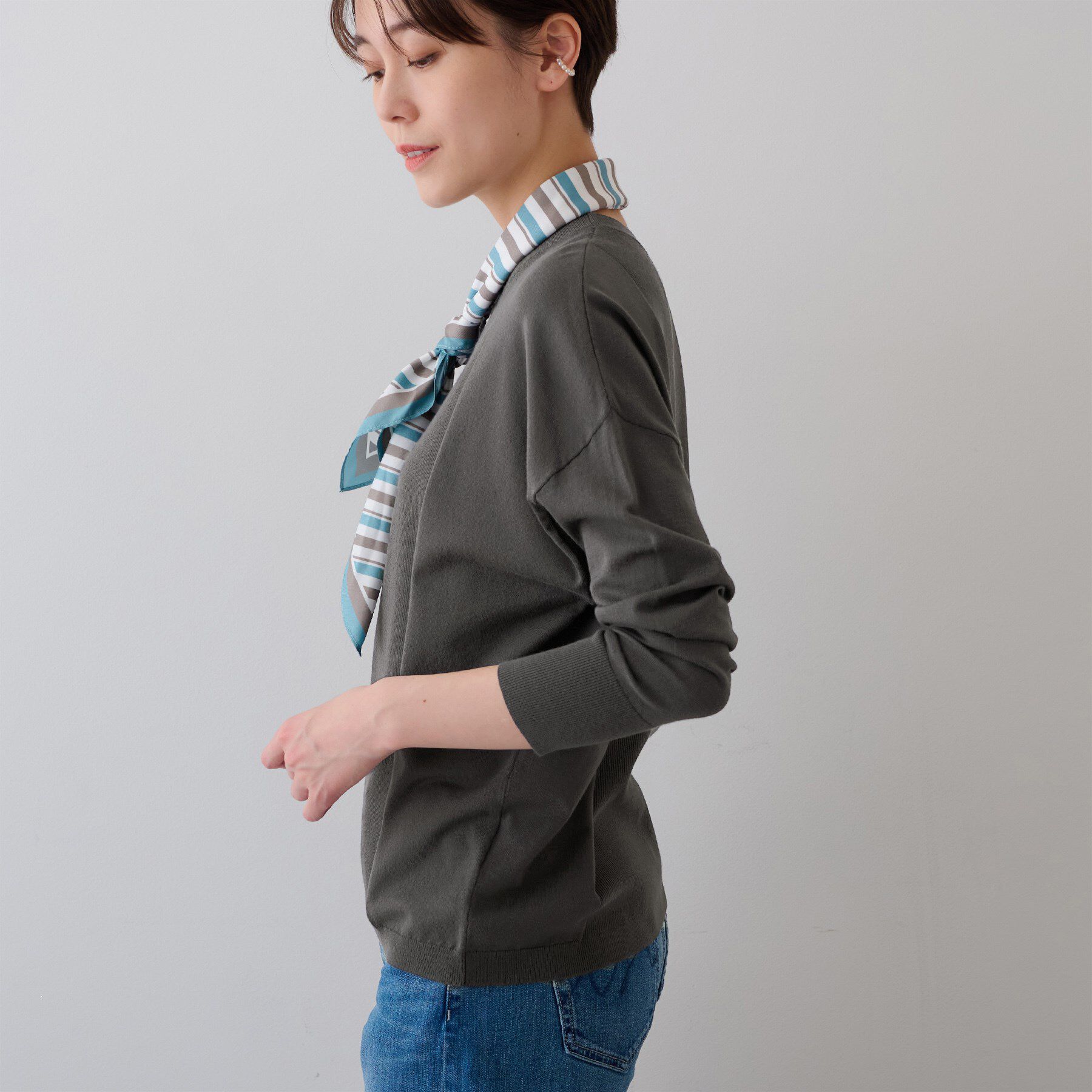 INDIVI「【洗える】アシメデザイン ドルマンスリーブニット」|ニット・セーター|