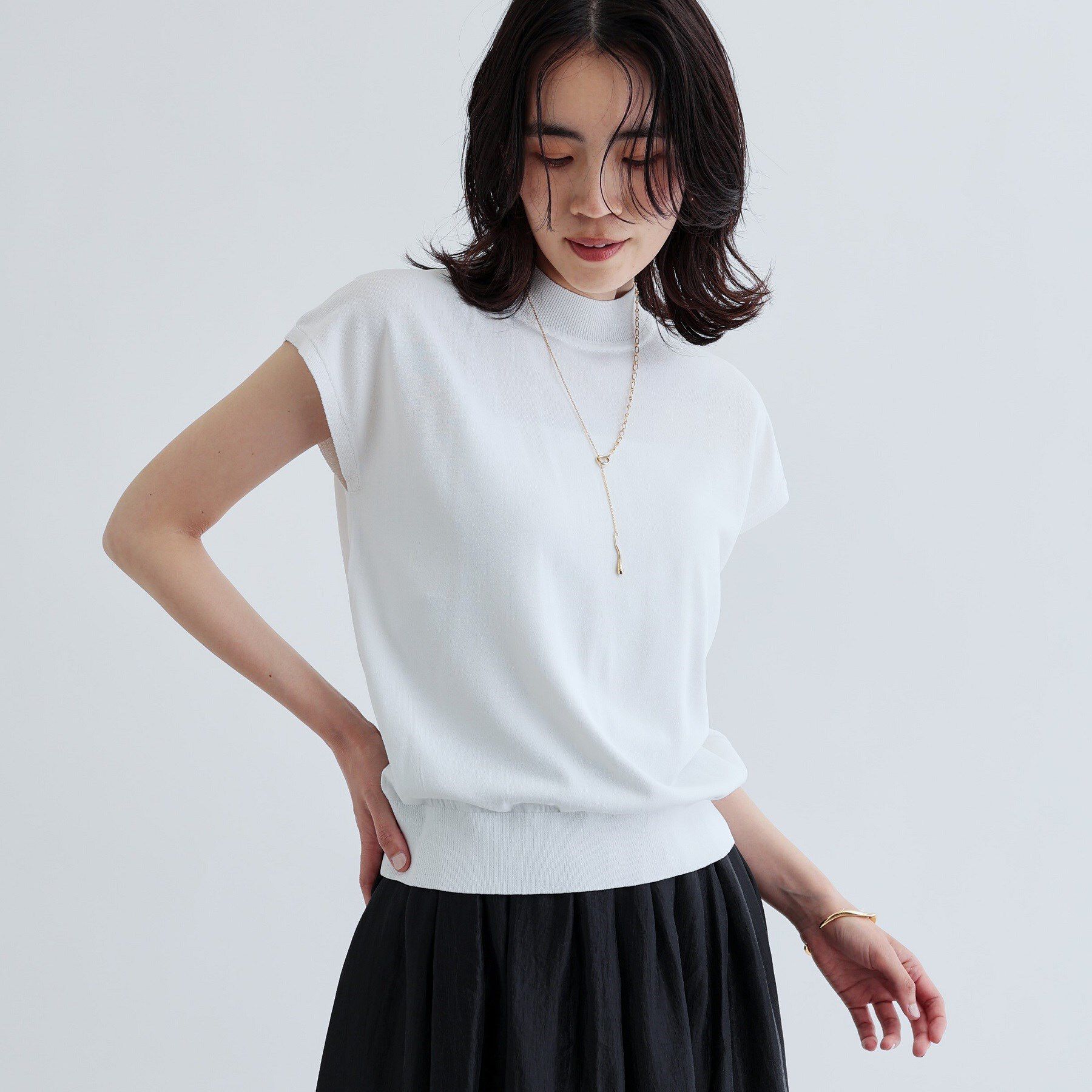 GALLEST「【UVカット】ノースリーブニット」|ニット・セーター|ホワイト(001)