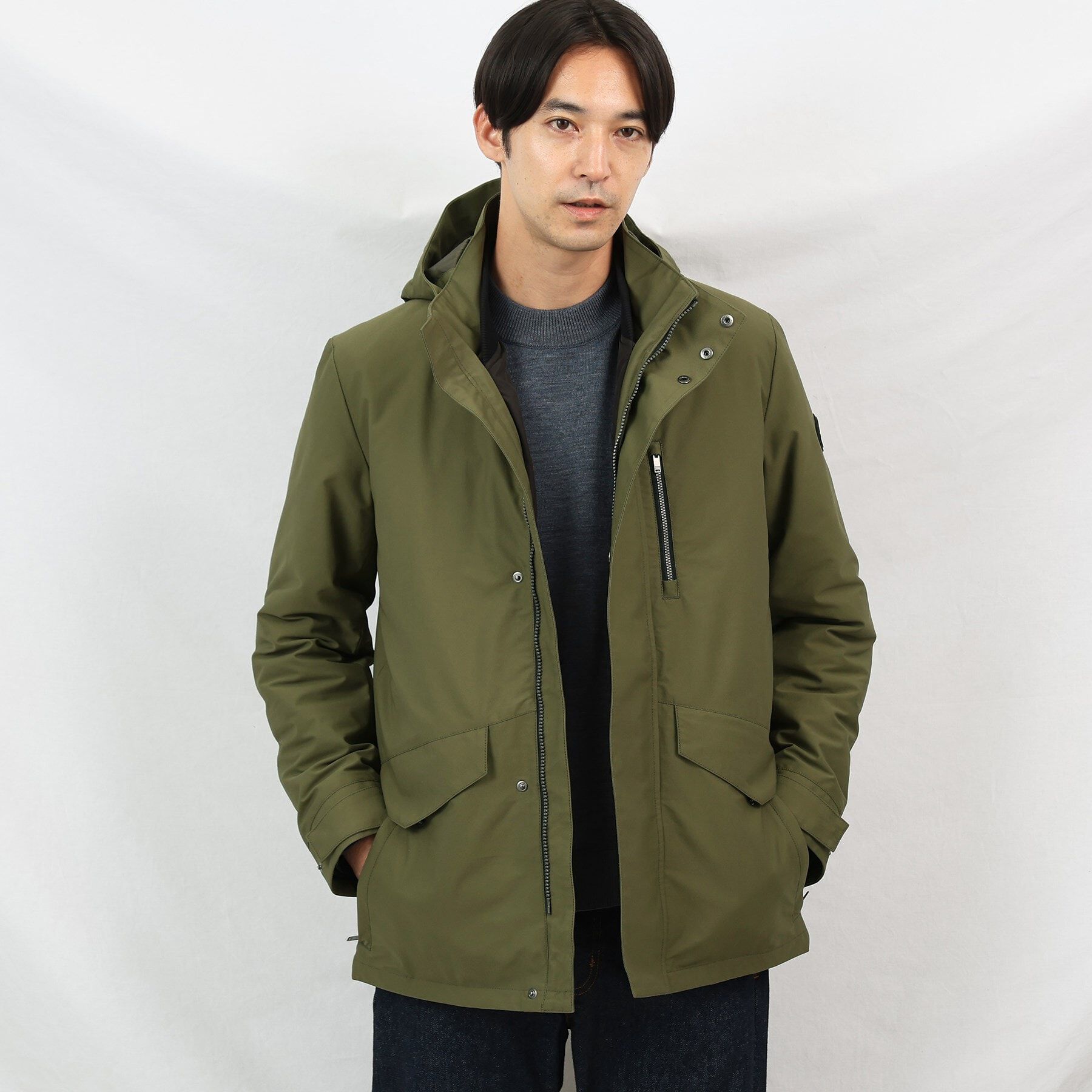 TAKEO KIKUCHI「【3WAY／撥水】ドビーメモリー ダウンライナーブルゾン」|ブルゾン・スタジャン|モスグリーン(024