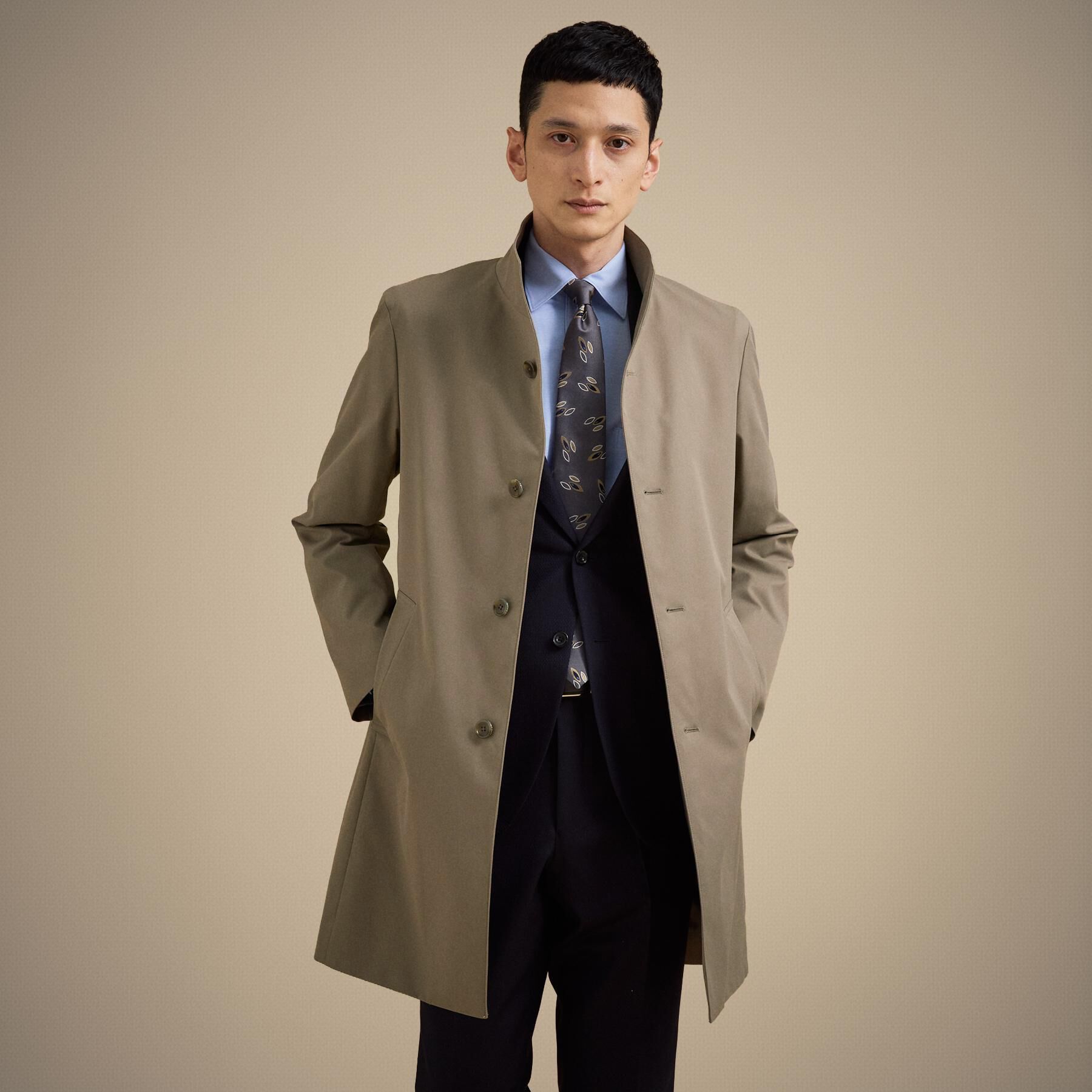 TAKEO KIKUCHI「撥水ツイル スタンドカラー コート」|その他|ベージュ(052)