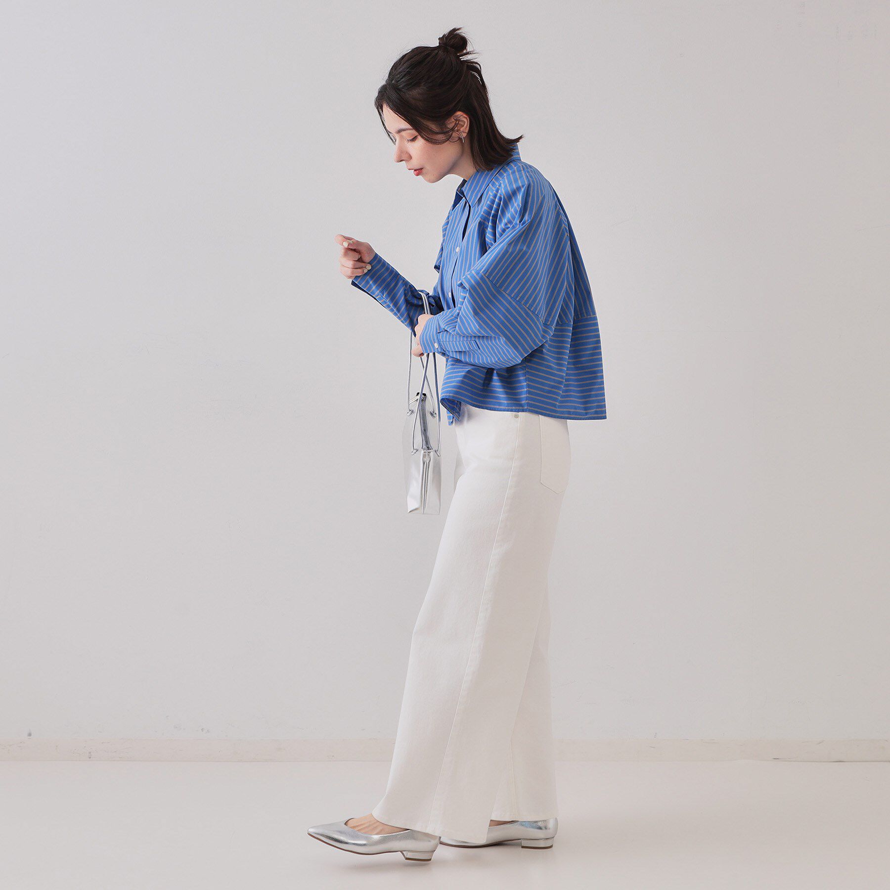 OPAQUE.CLIP「《andGIRL掲載》ストライプフォルムシャツ【洗濯機洗い可】」|シャツ・ブラウス|