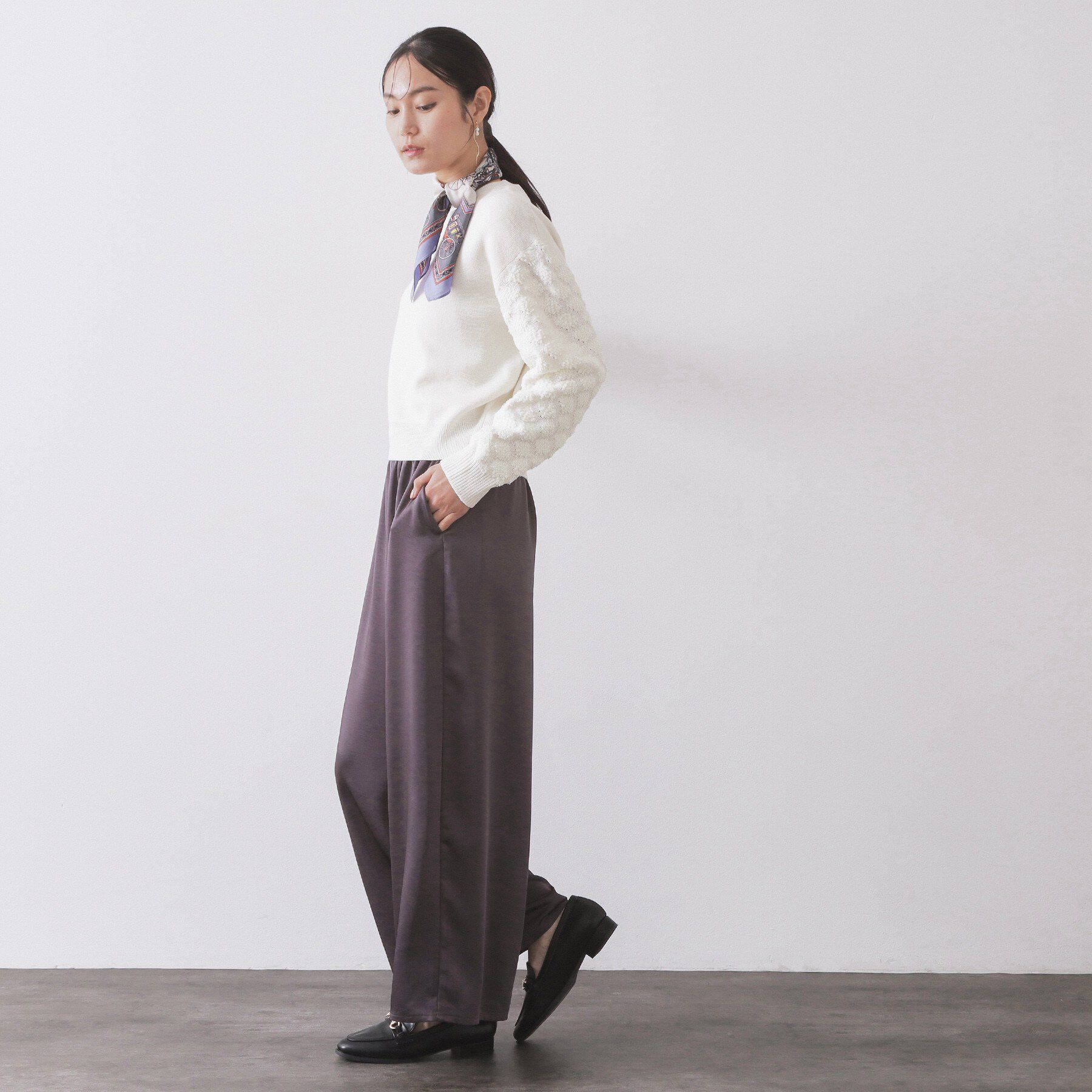 OPAQUE.CLIP「ループヤーンスリーブニット【洗濯機OK】」|ニット・セーター|