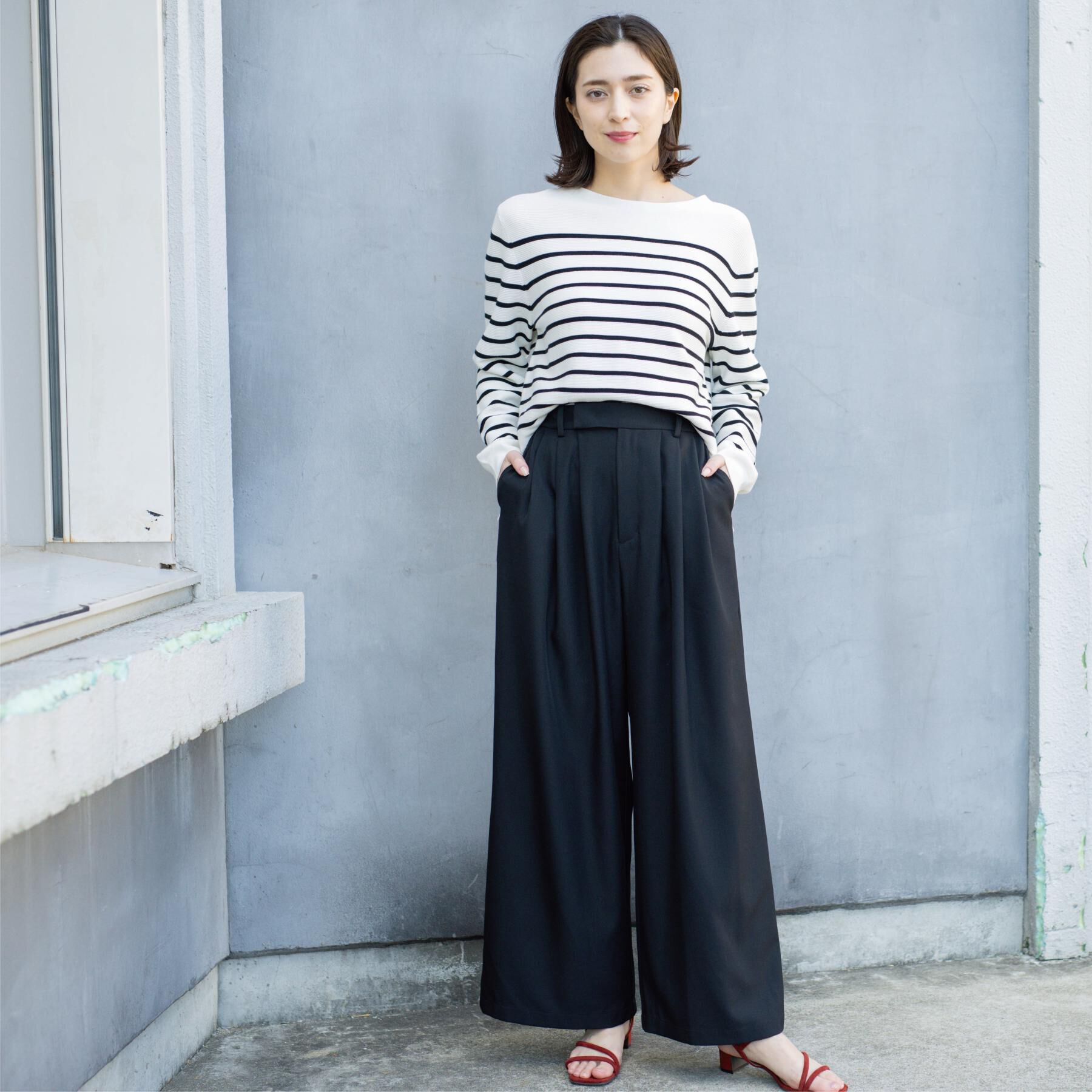 OPAQUE.CLIP「美脚ストレッチ イージータックワイドパンツ【洗濯機OK】」|その他|