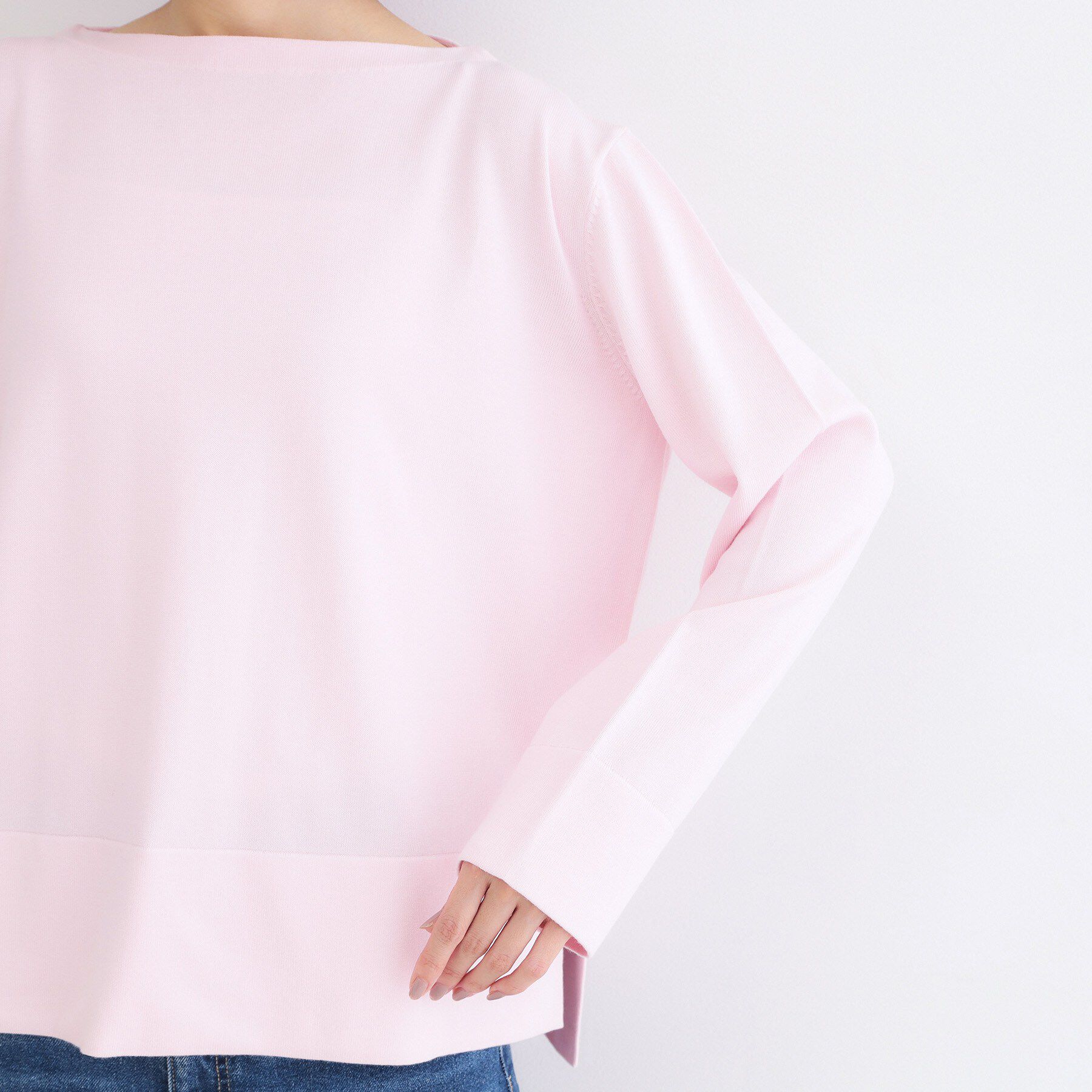 OPAQUE.CLIP「リラクシーボートネックニット/オーガニックコットン混【洗濯機OK/UVケア】《5col》」|ニット・セーター|