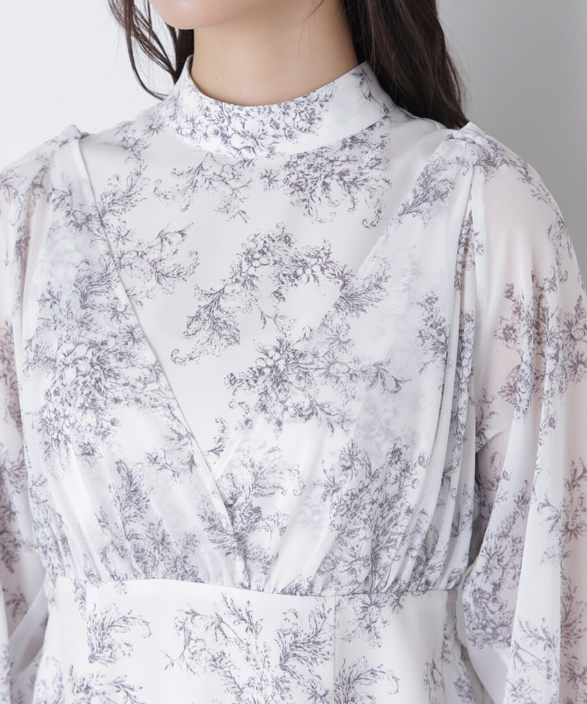  「シアープリントカシュクールワンピース」|ワンピース|