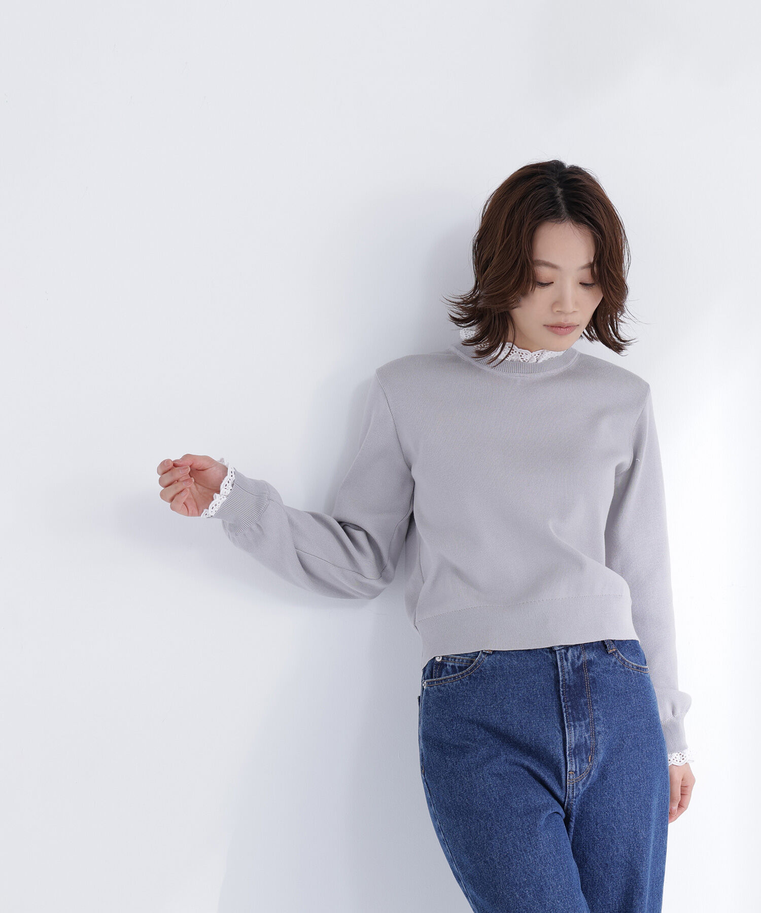  「レースフリルドッキングニット」|ニット・セーター|