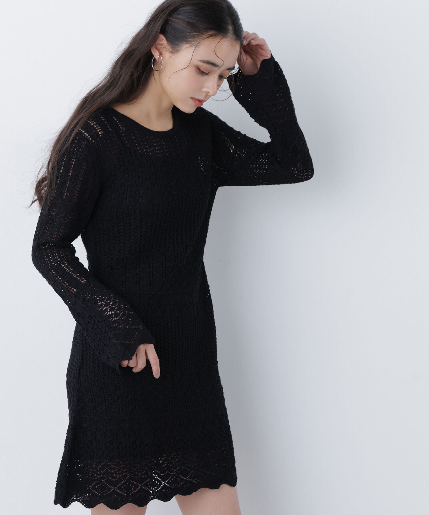  「〈N.〉透かし編みニットミニワンピース」|ワンピース|