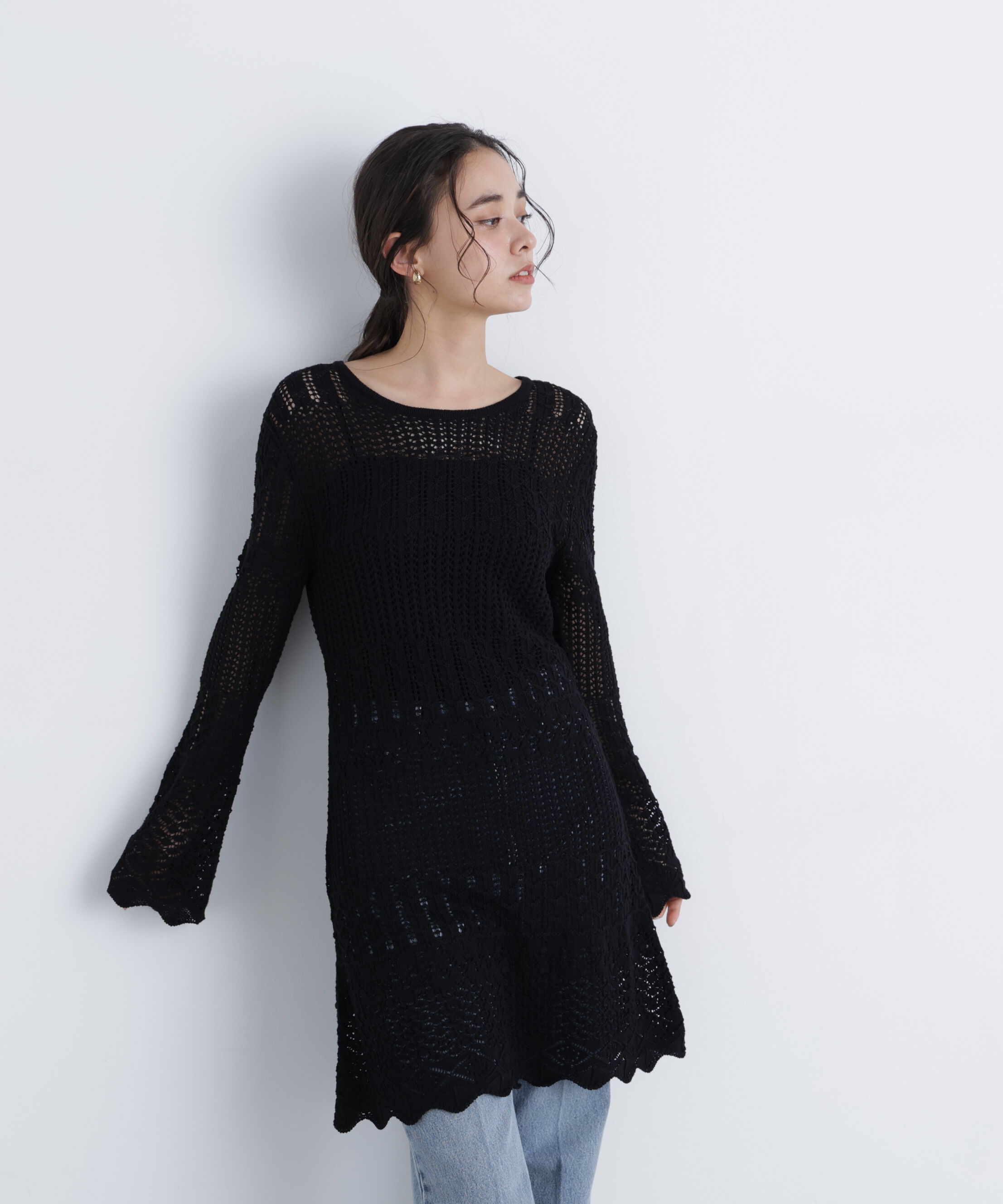  「〈N.〉透かし編みニットミニワンピース」|ワンピース|