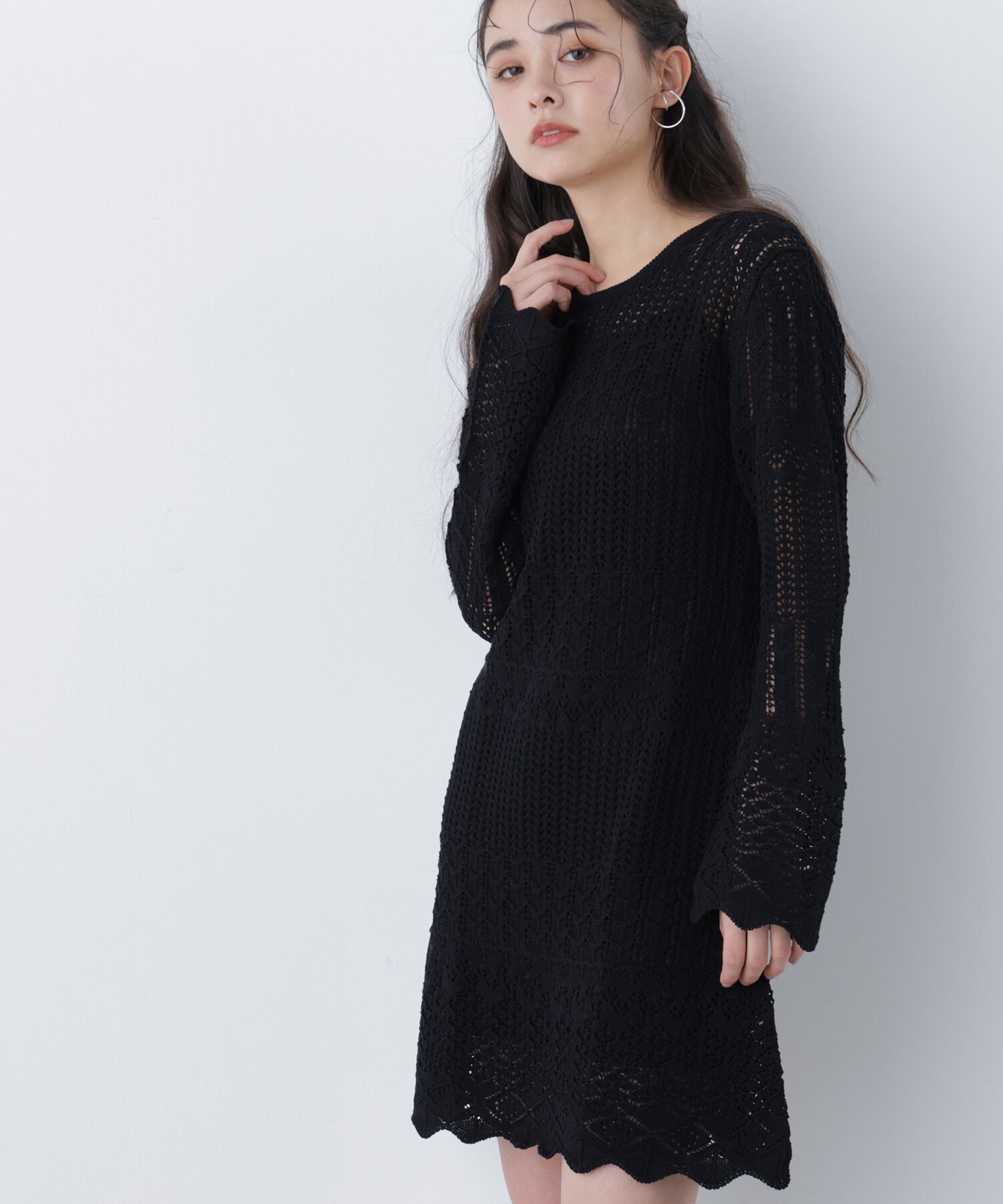  「〈N.〉透かし編みニットミニワンピース」|ワンピース|