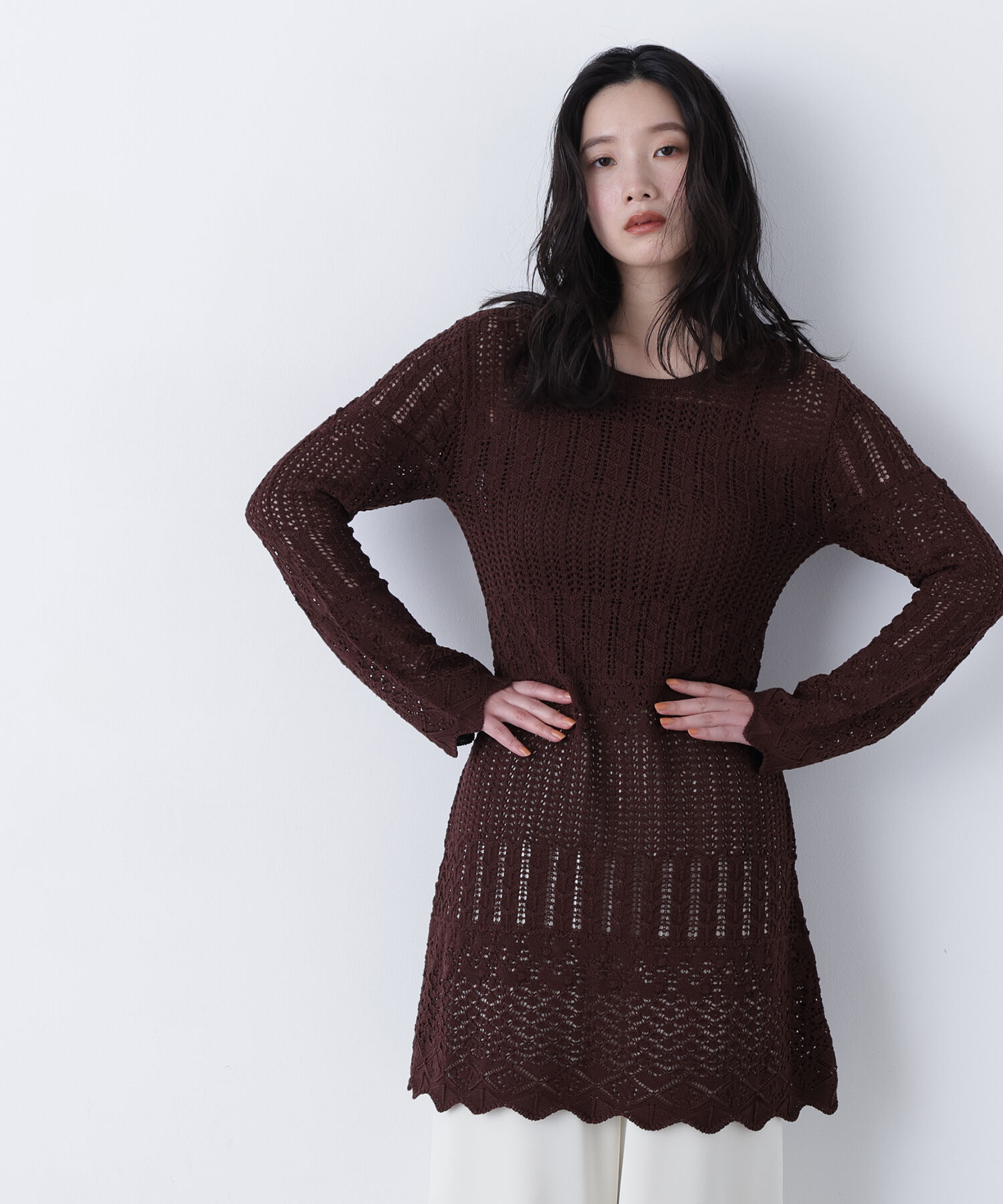  「〈N.〉透かし編みニットミニワンピース」|ワンピース|