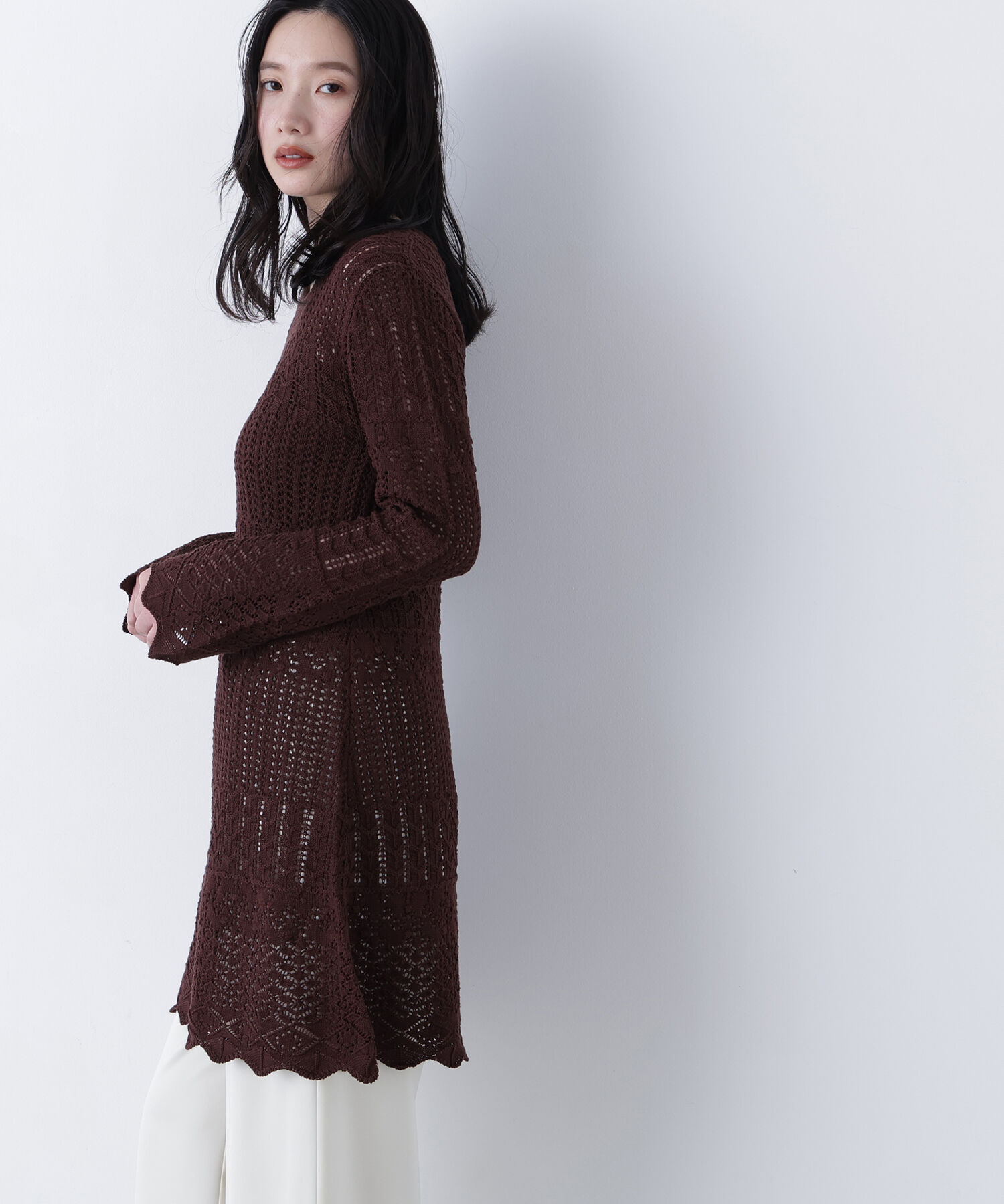  「〈N.〉透かし編みニットミニワンピース」|ワンピース|