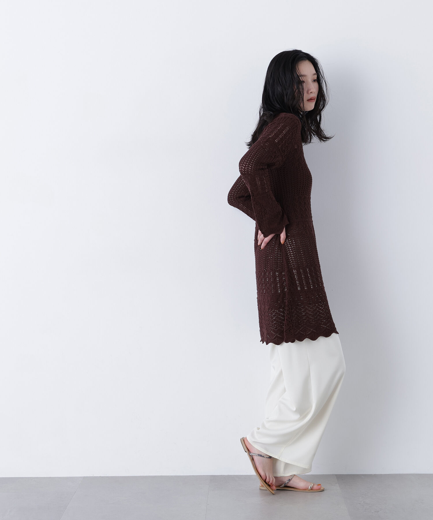  「〈N.〉透かし編みニットミニワンピース」|ワンピース|