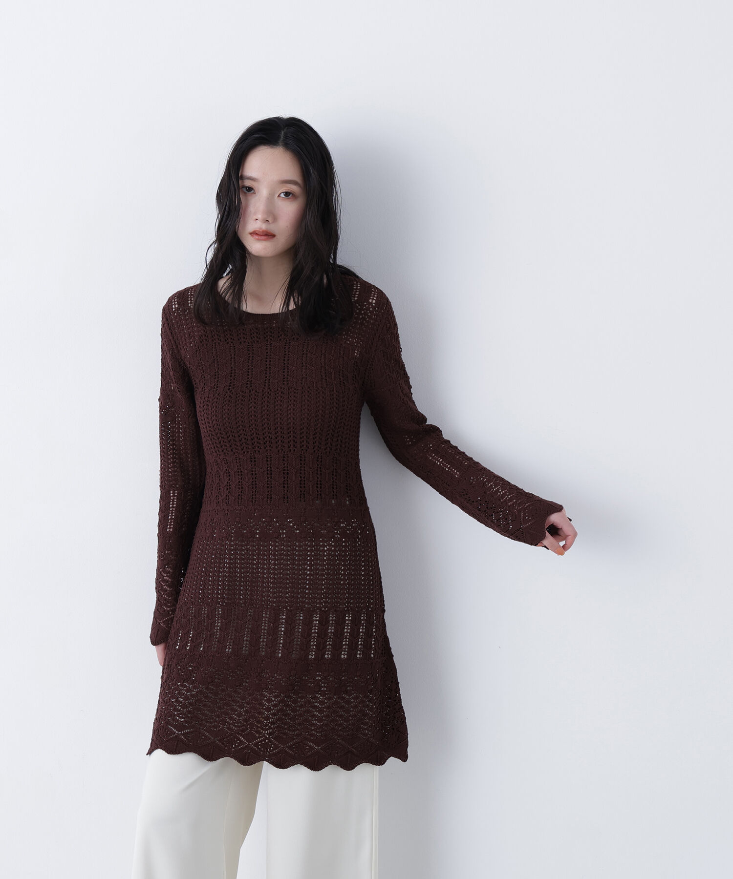  「〈N.〉透かし編みニットミニワンピース」|ワンピース|