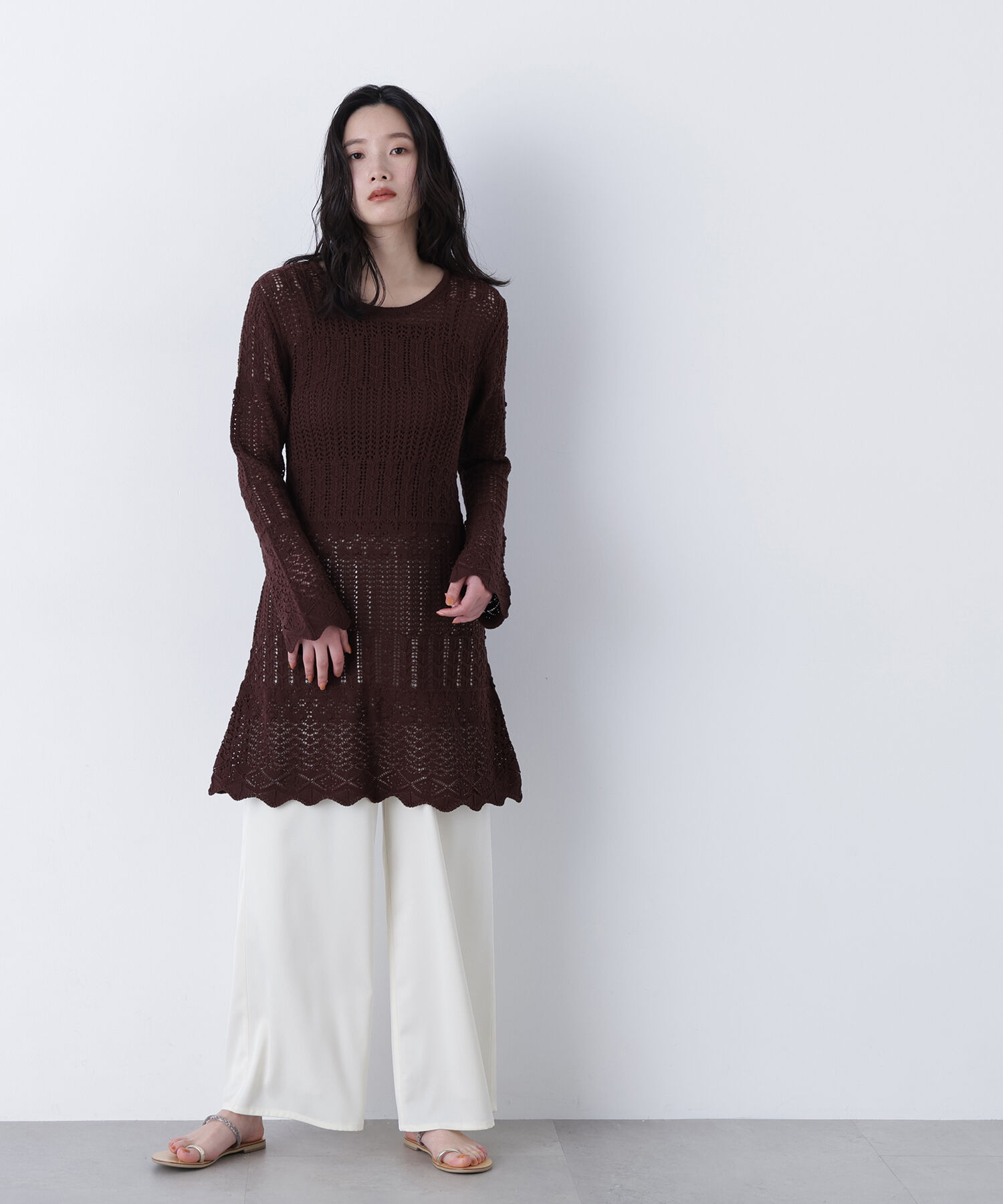  「〈N.〉透かし編みニットミニワンピース」|ワンピース|