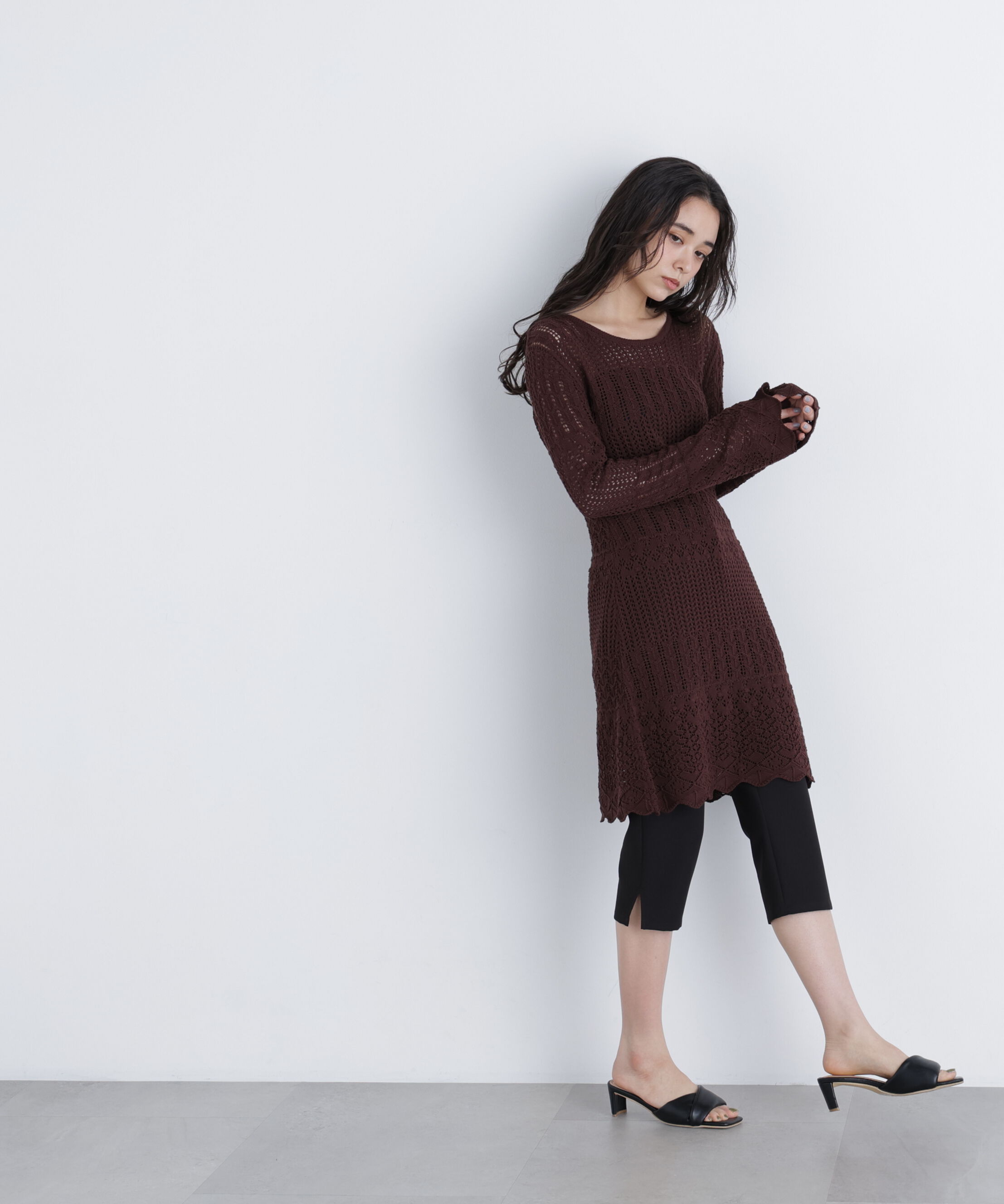  「〈N.〉透かし編みニットミニワンピース」|ワンピース|