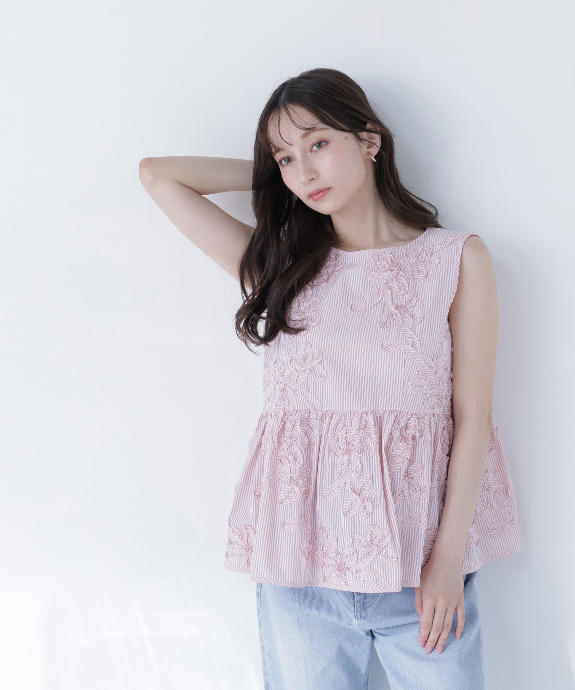  「テープ刺繍ペプラムシャツ」|シャツ・ブラウス|ピンクストラ 2