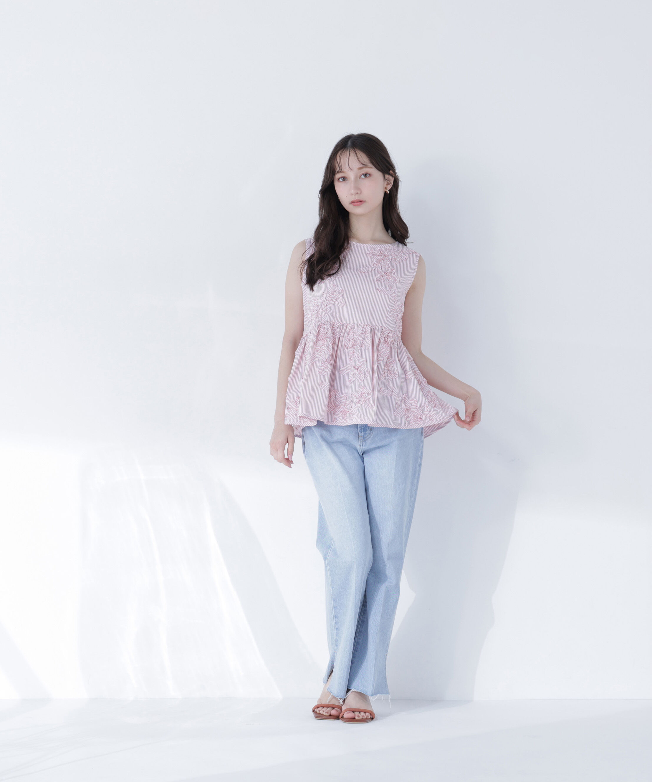  「テープ刺繍ペプラムシャツ」|シャツ・ブラウス|