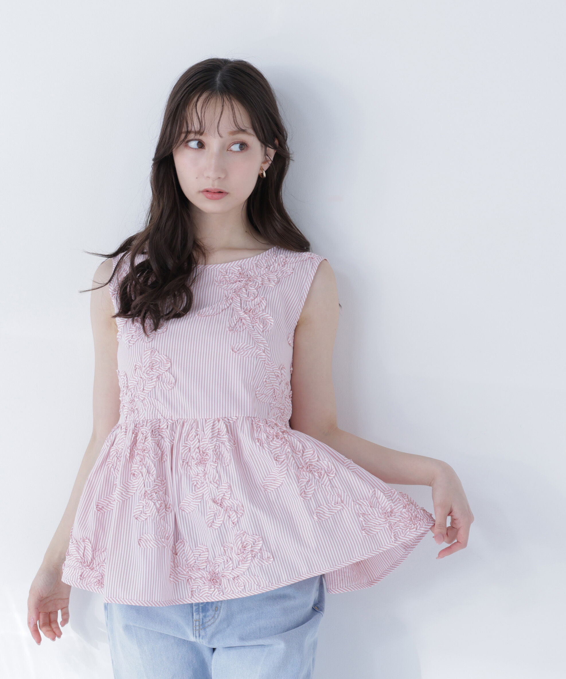  「テープ刺繍ペプラムシャツ」|シャツ・ブラウス|