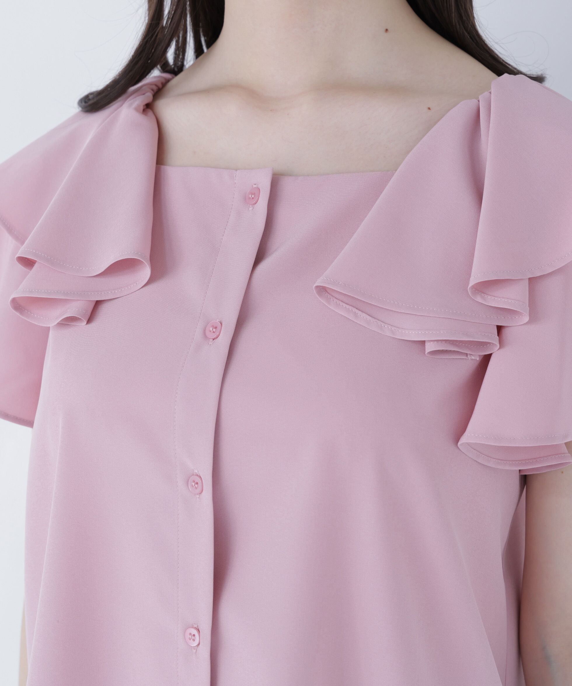  「スクエアネックフリルブラウス」|シャツ・ブラウス|