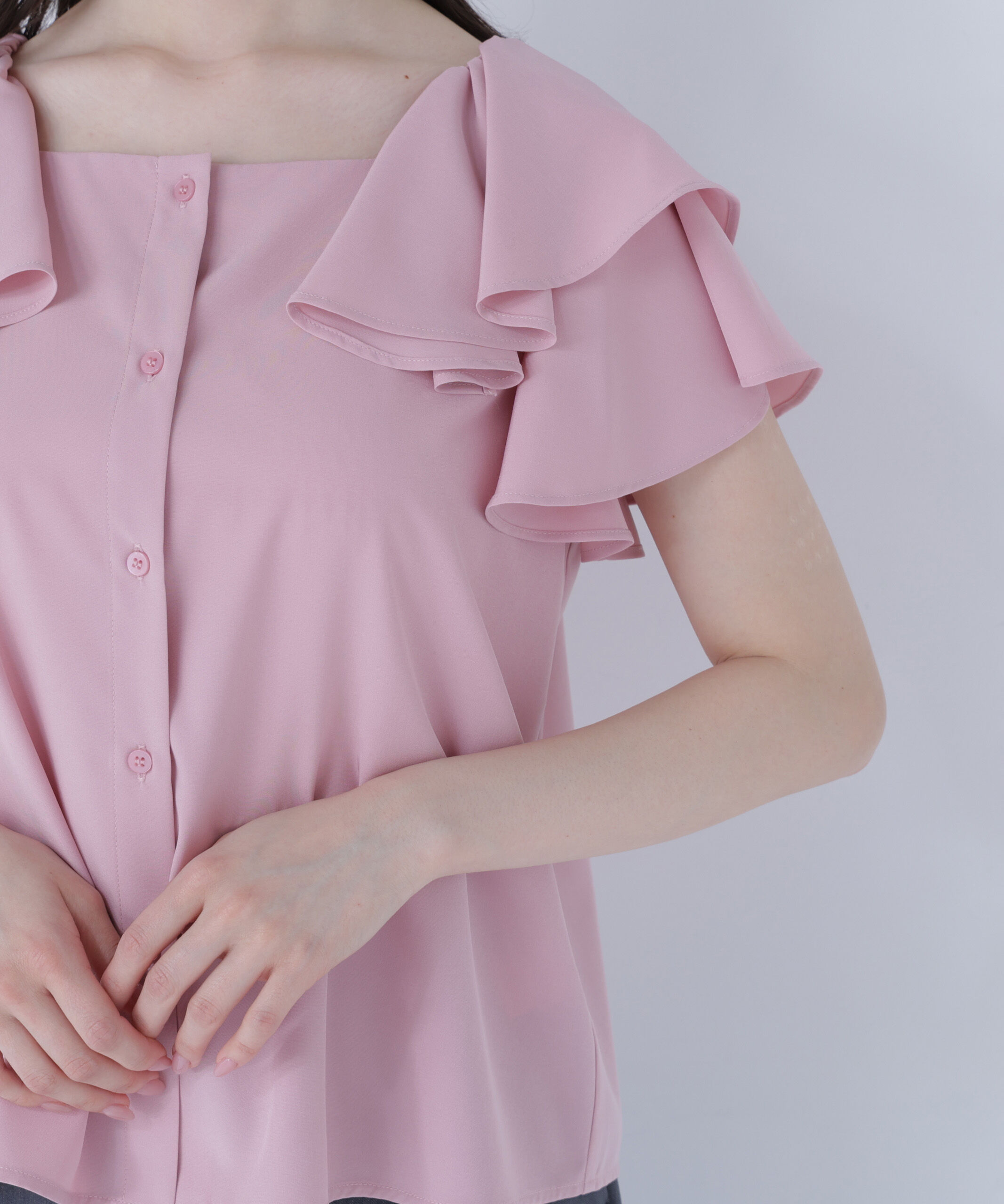  「スクエアネックフリルブラウス」|シャツ・ブラウス|