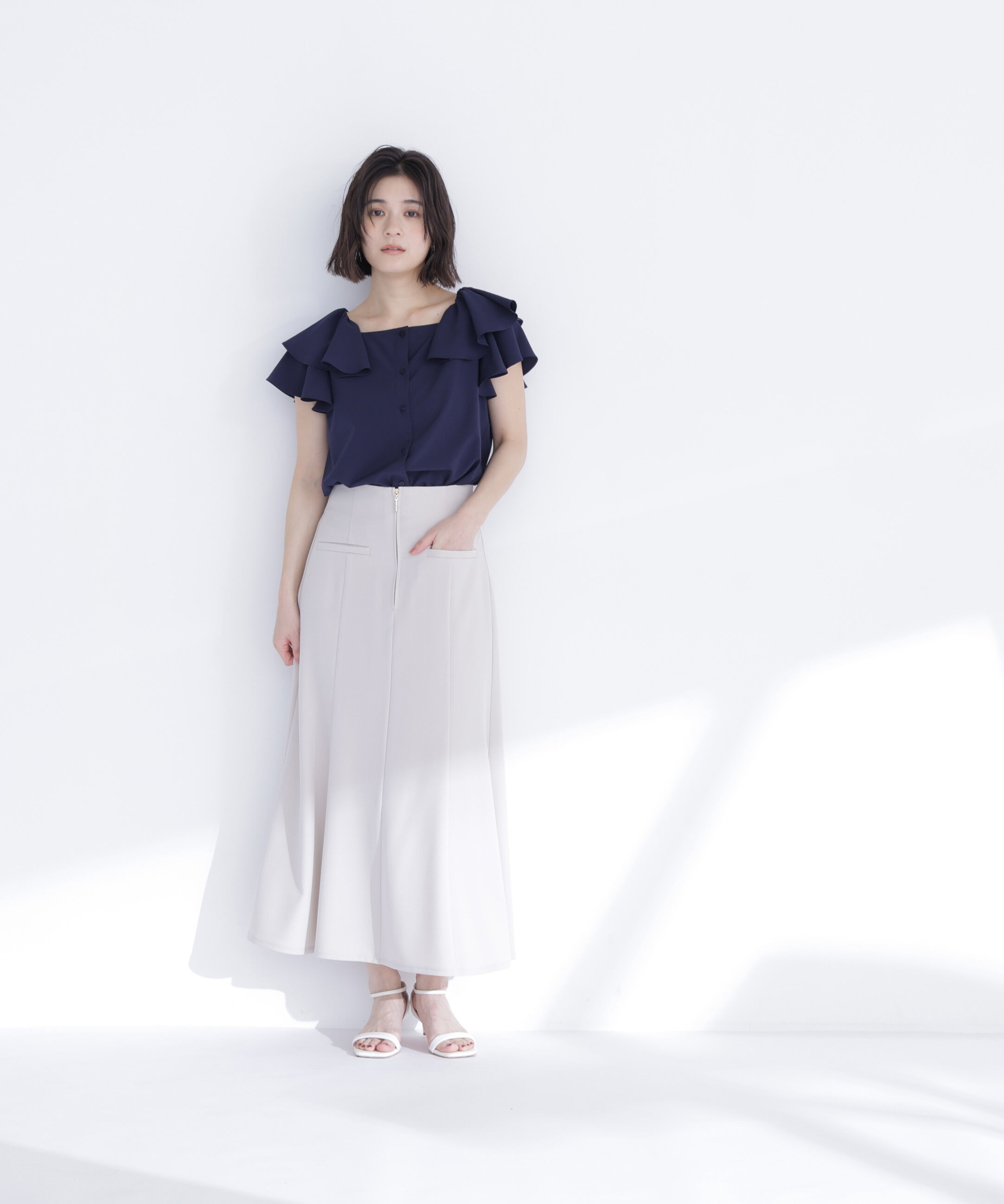  「スクエアネックフリルブラウス」|シャツ・ブラウス|