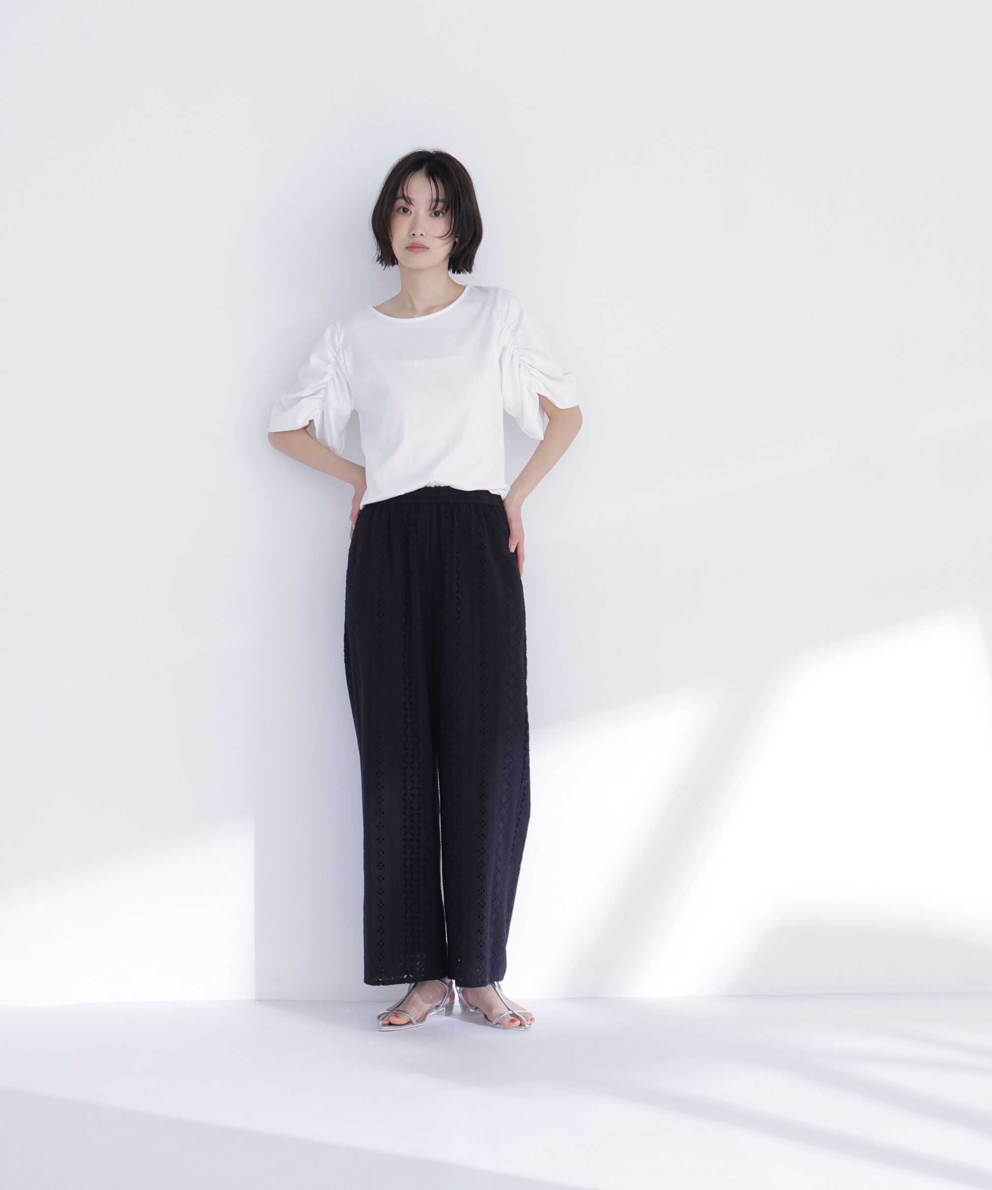  「ギャザースリーブカットソー」|Tシャツ・カットソー|