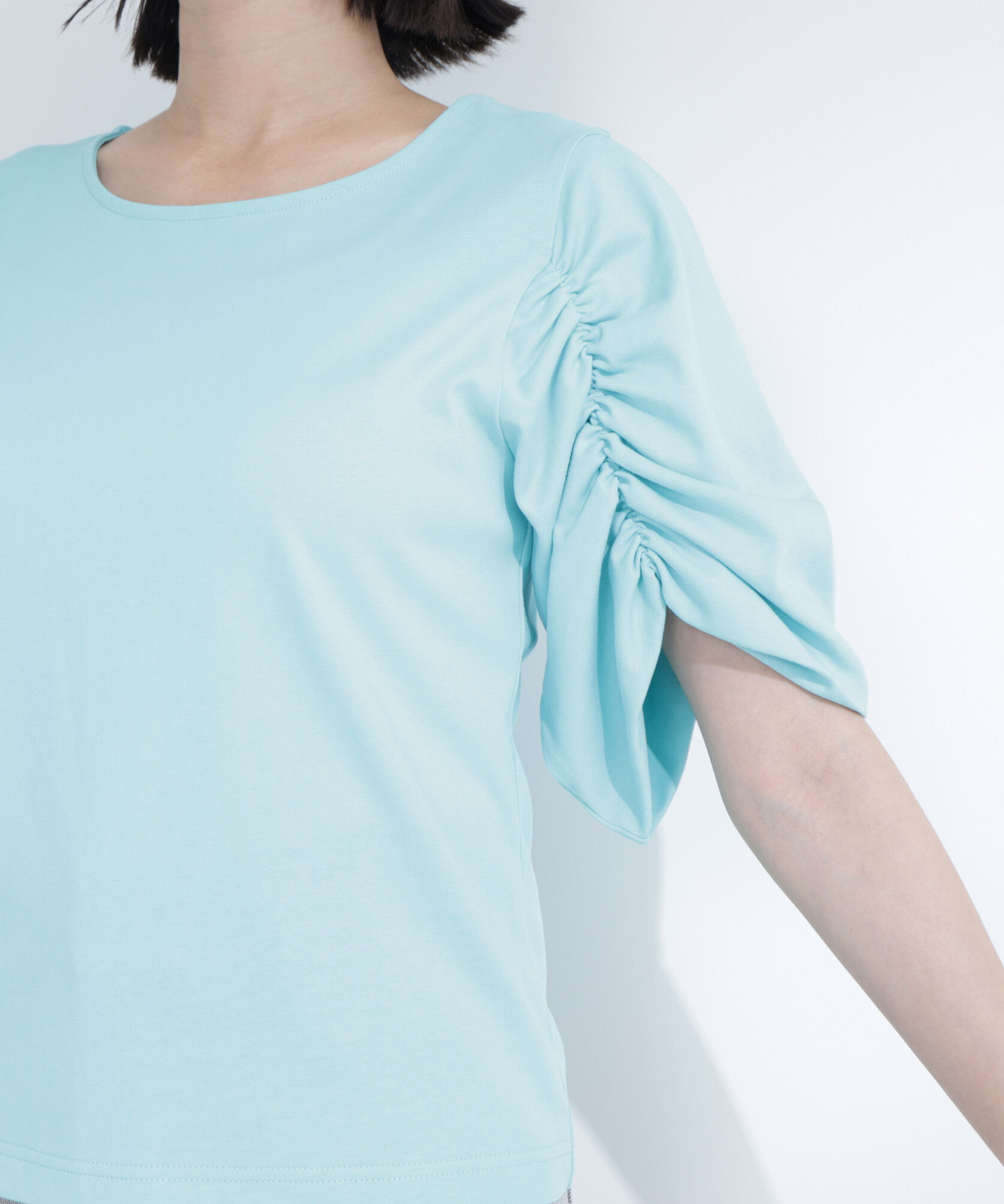  「ギャザースリーブカットソー」|Tシャツ・カットソー|