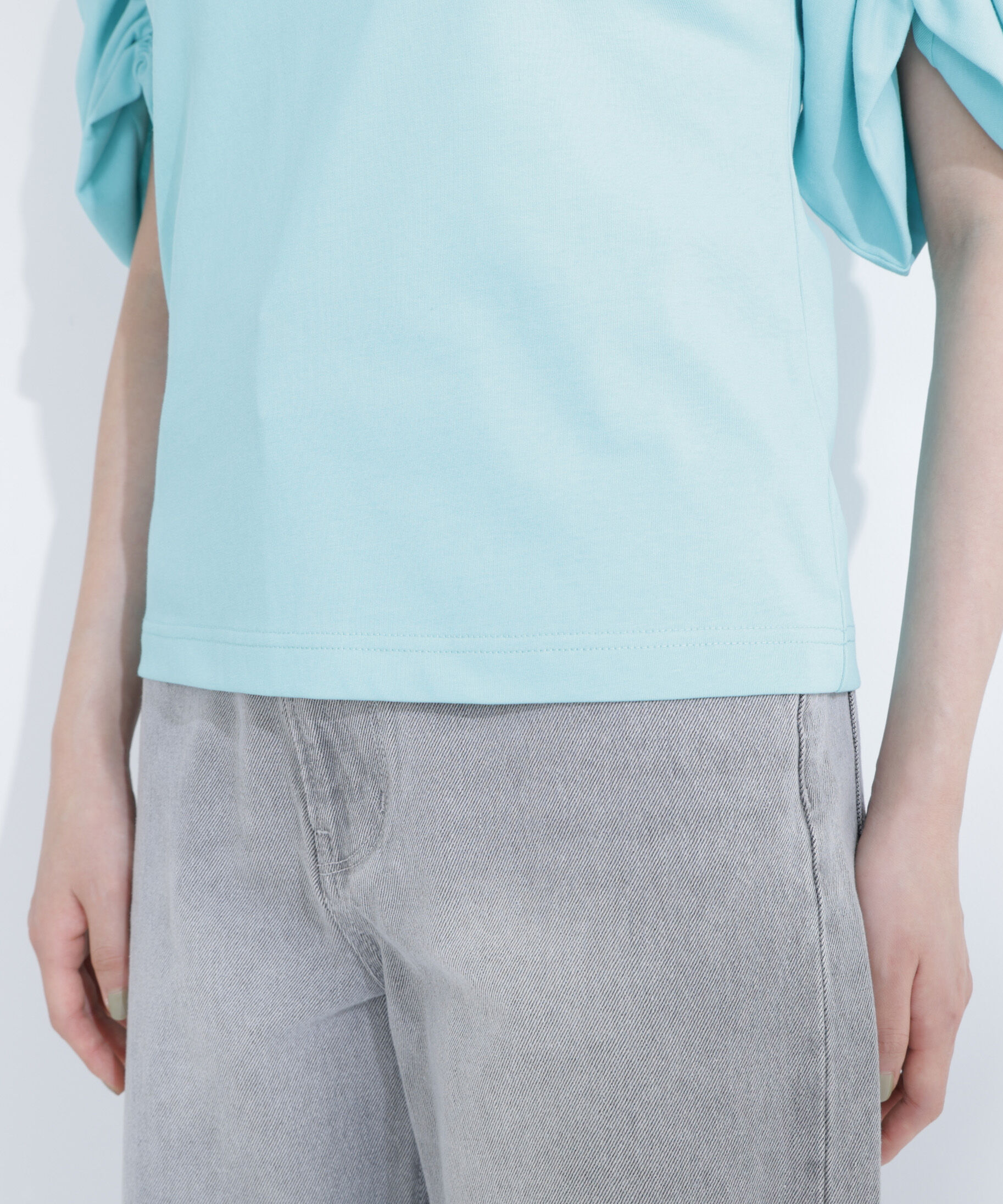  「ギャザースリーブカットソー」|Tシャツ・カットソー|