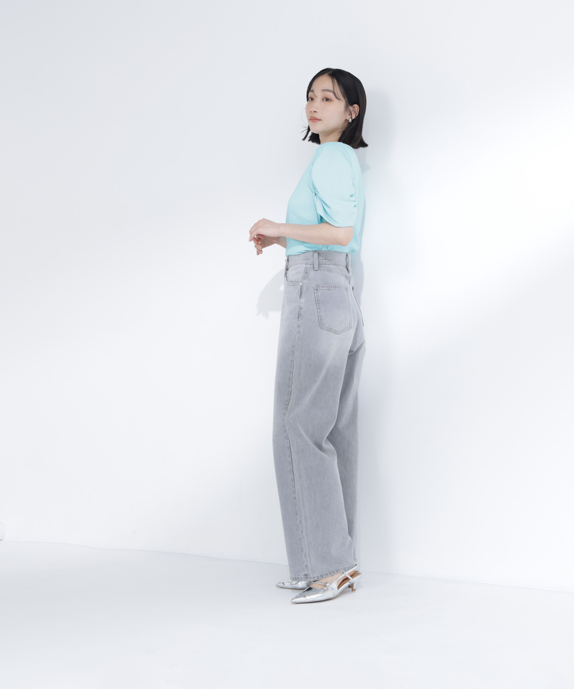  「ギャザースリーブカットソー」|Tシャツ・カットソー|