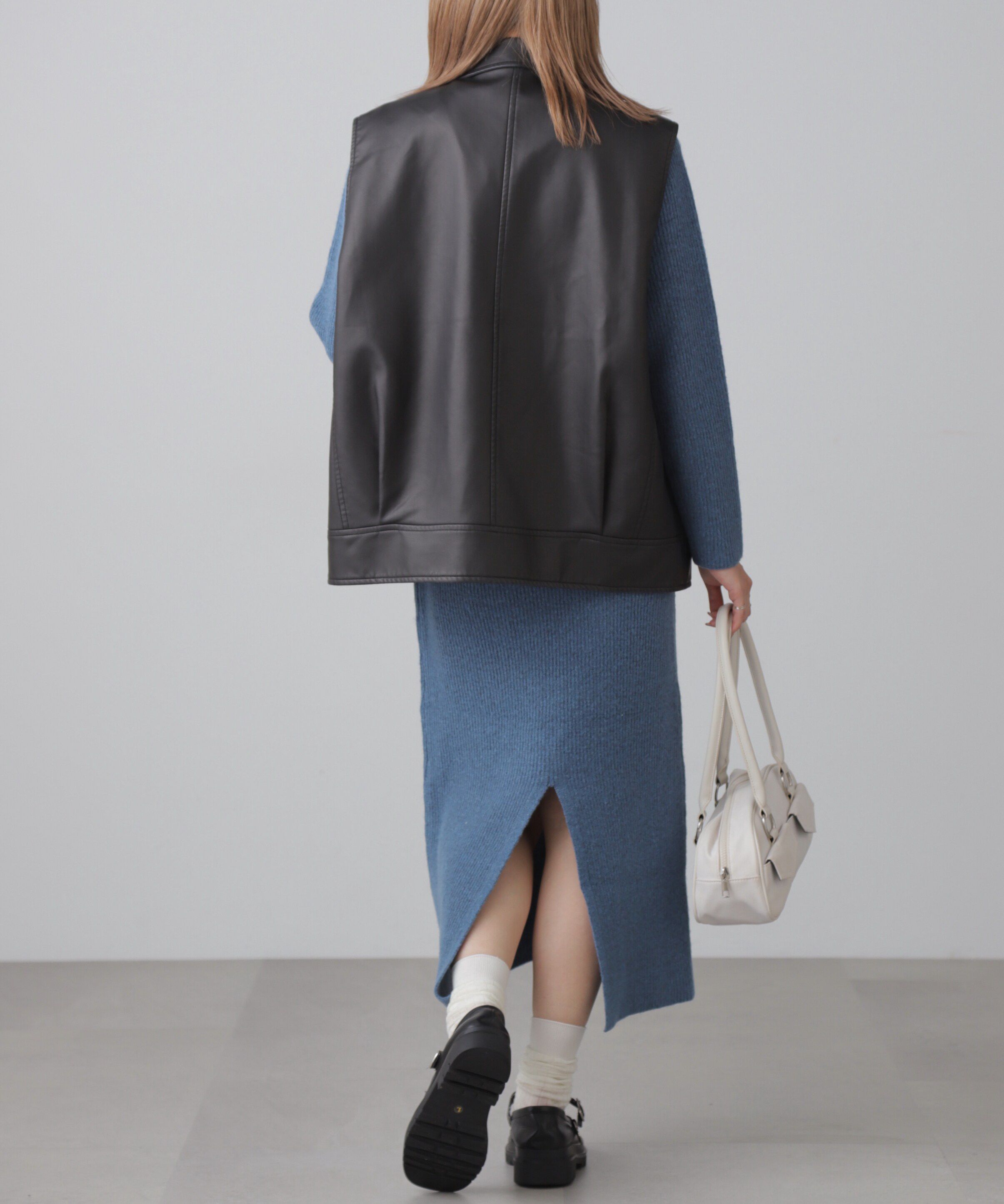  「フェイクレザーライダースジレ」|ブルゾン・スタジャン|