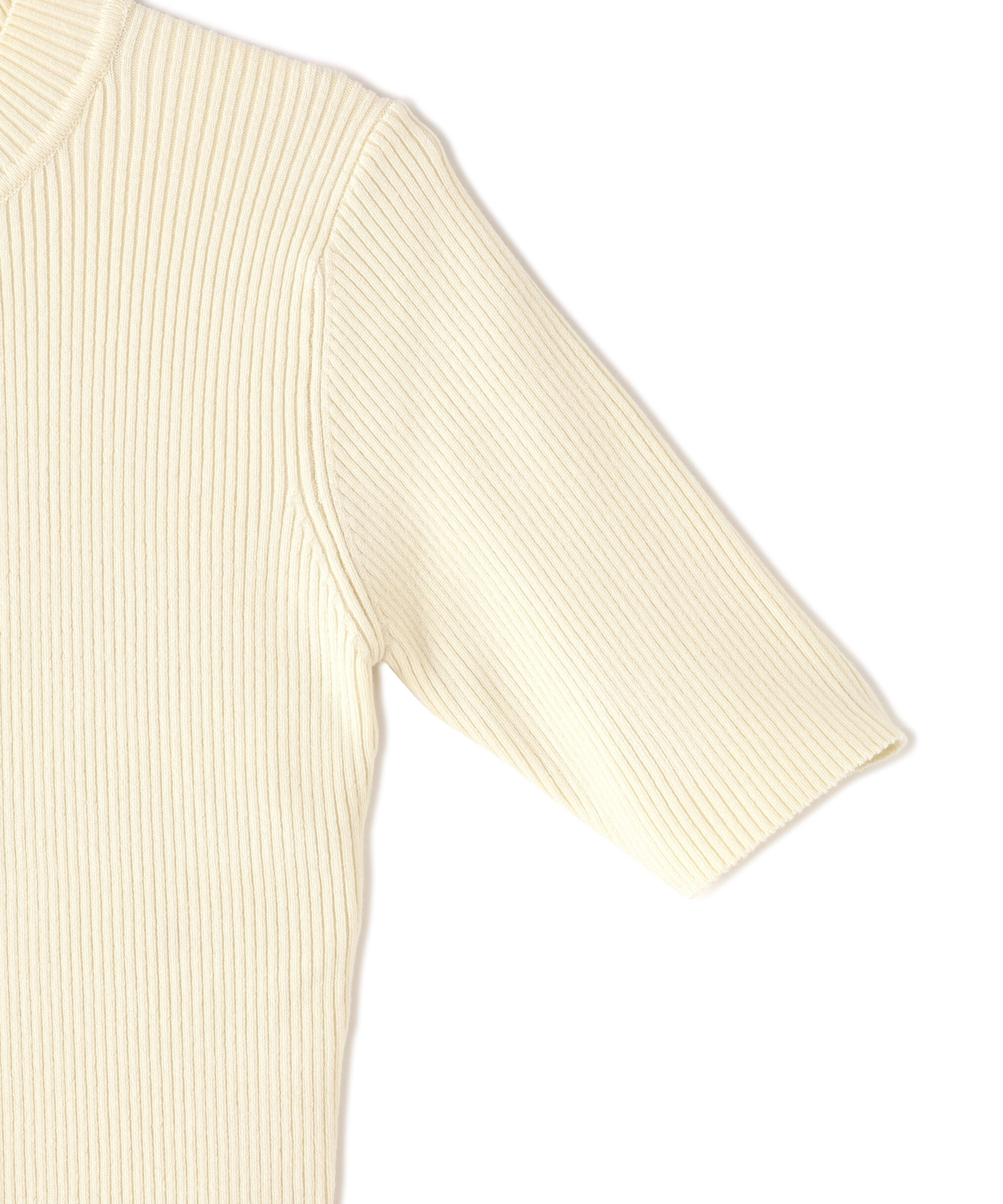  「〈洗える〉マシンウォッシャブルリブハイネック5分袖ニット」|ニット・セーター|