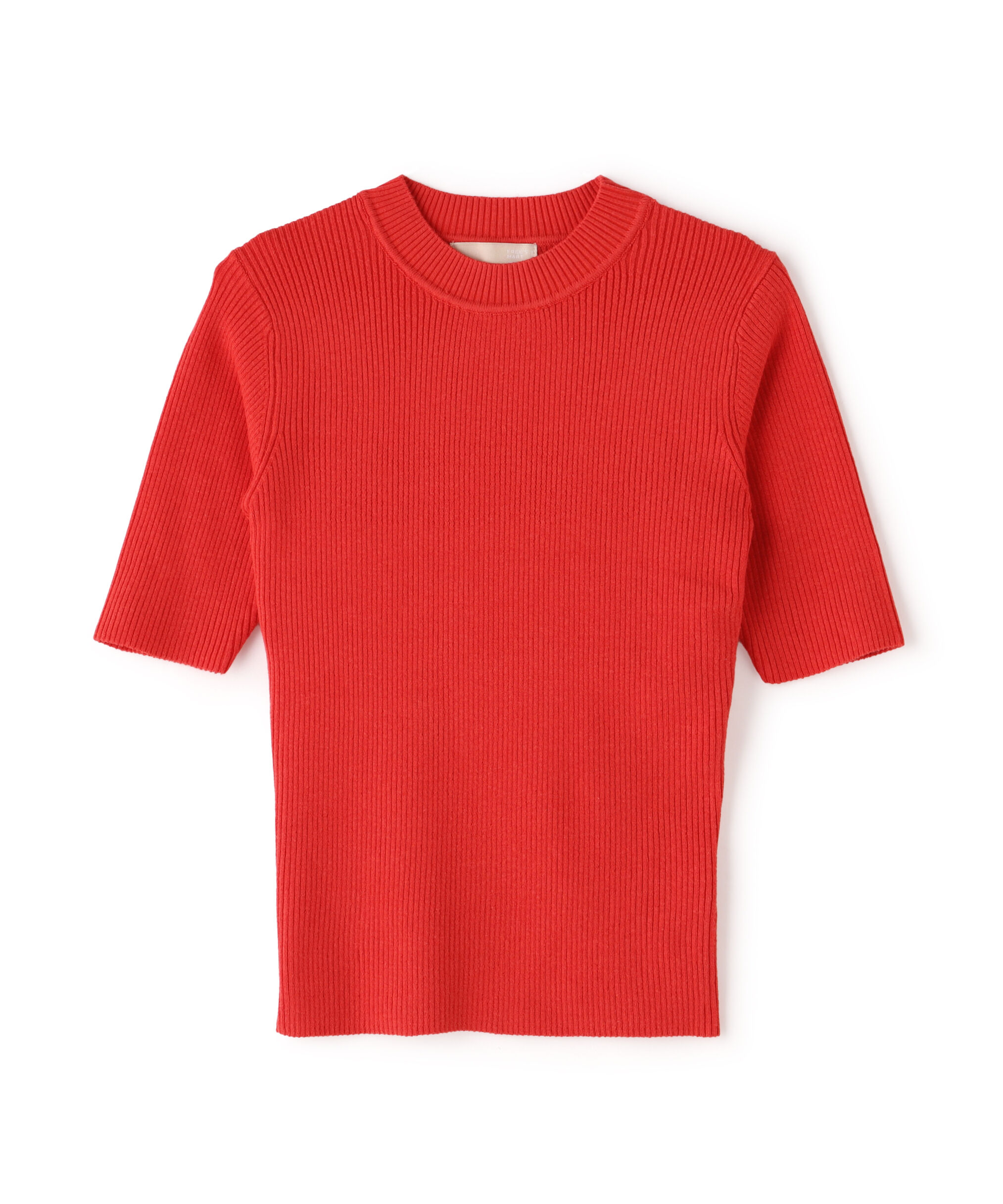  「〈洗える〉マシンウォッシャブルリブハイネック5分袖ニット」|ニット・セーター|