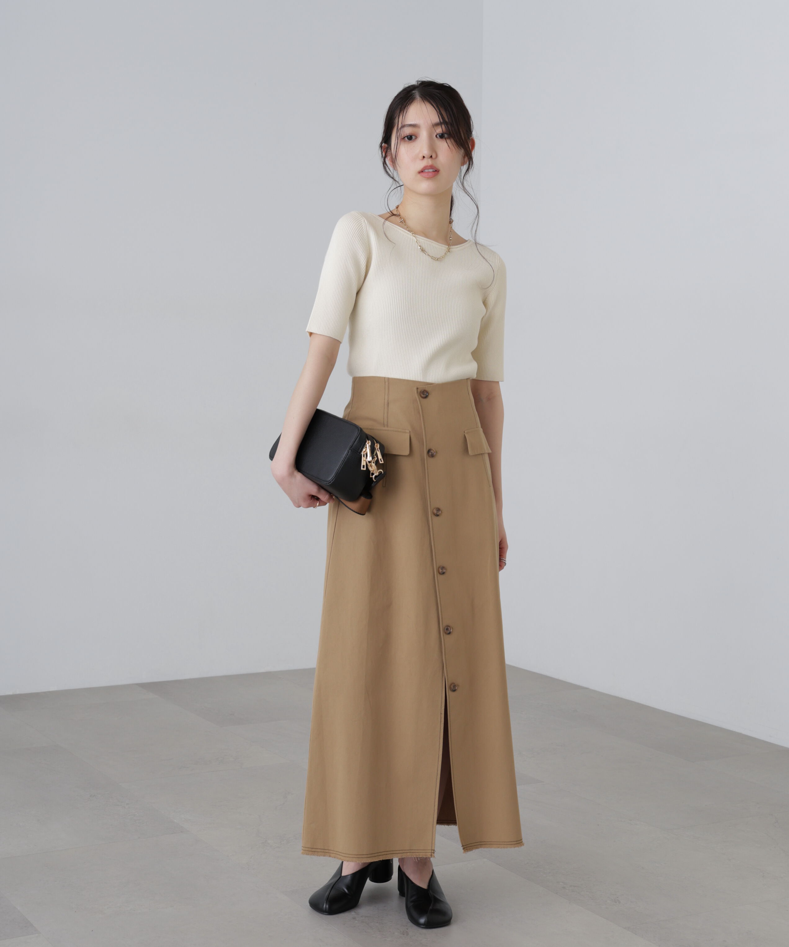  「〈洗える〉マシンウォッシャブル前後２ＷＡＹ５分袖ニット」|ニット・セーター|