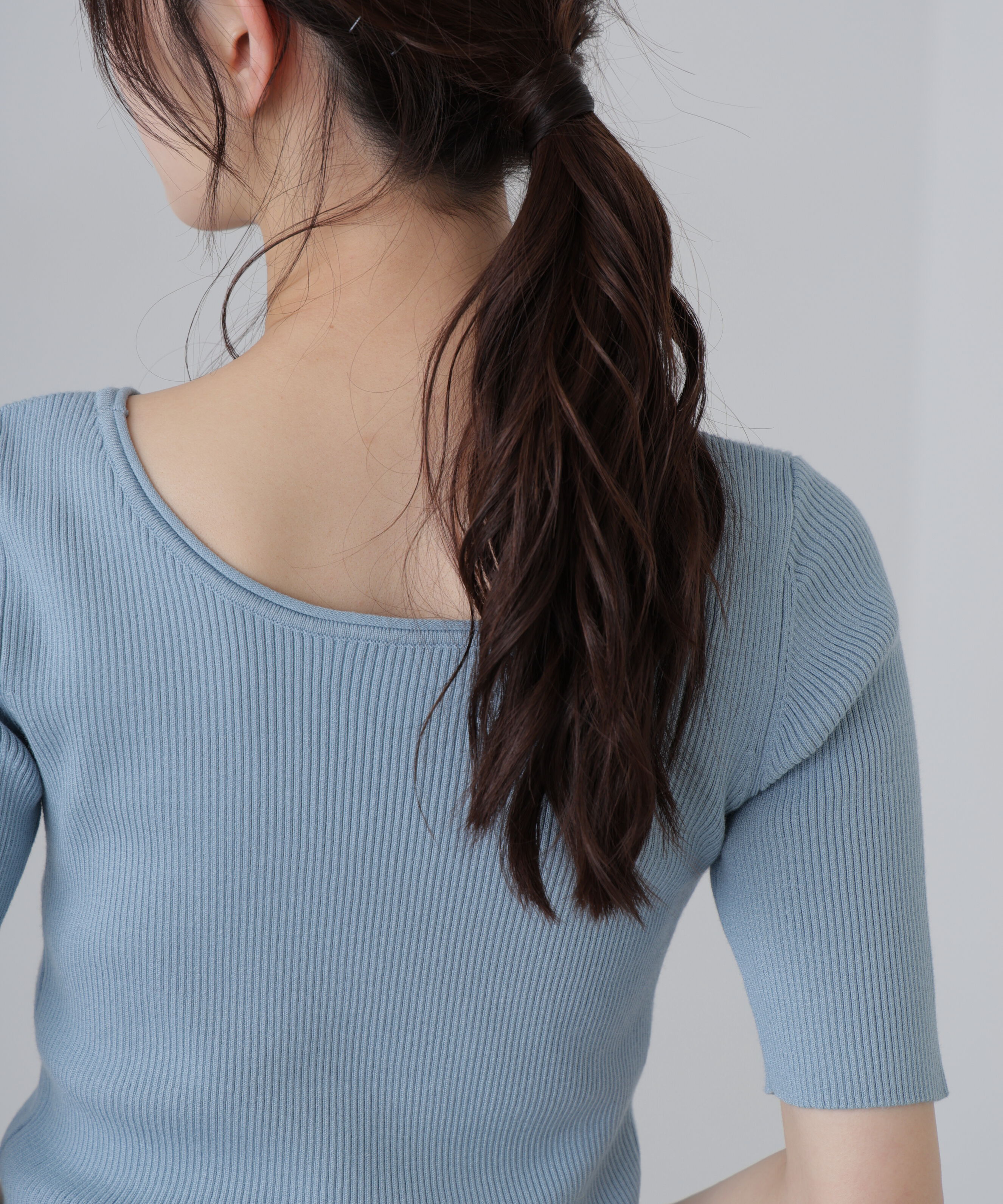  「〈洗える〉マシンウォッシャブル前後２ＷＡＹ５分袖ニット」|ニット・セーター|