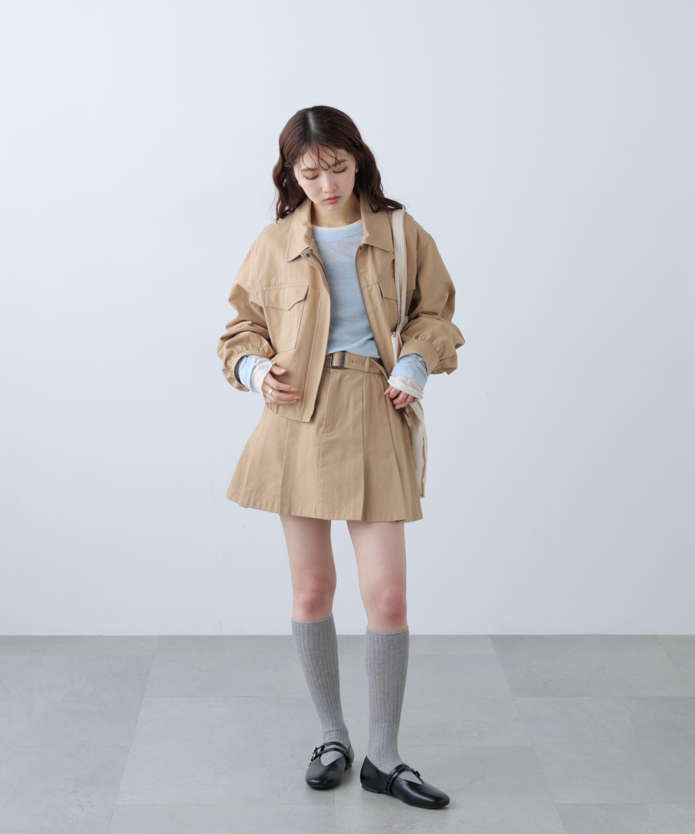  「〈セットアップ対応〉ベルト付きプリーツミニスカート」|スカート|