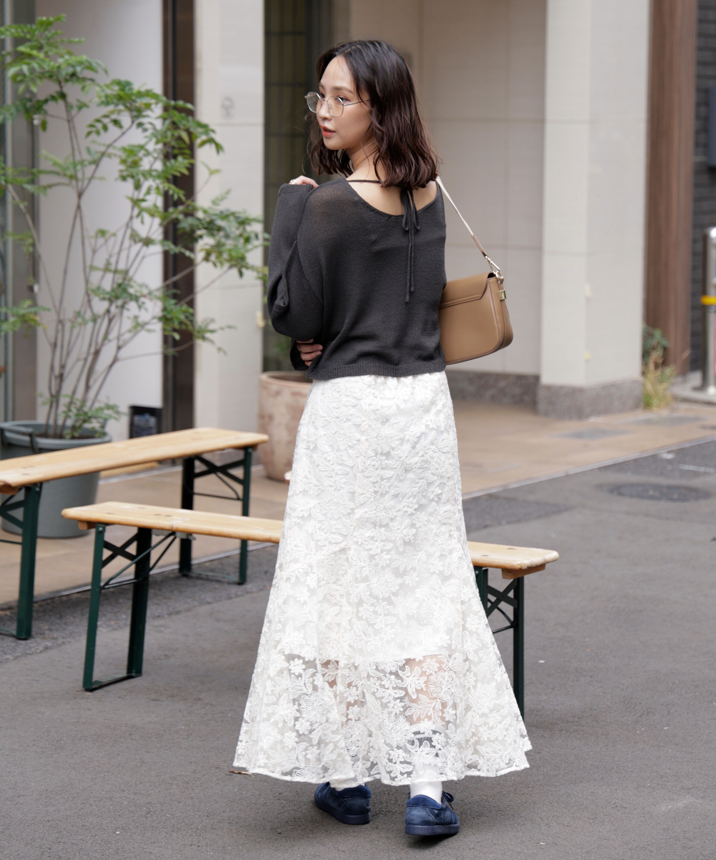  「透かしあみ天竺短丈ニット」|ニット・セーター|