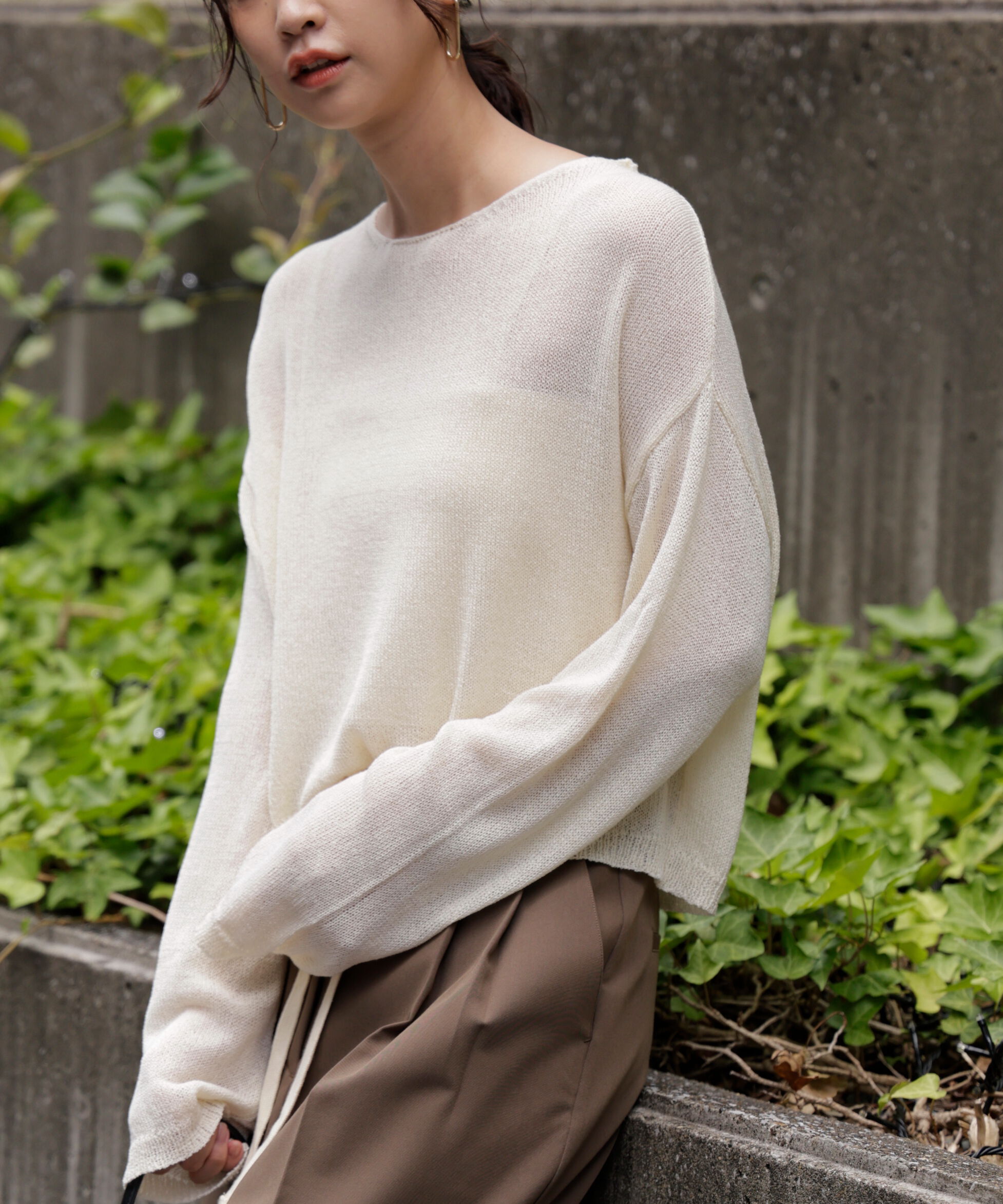  「透かしあみ天竺短丈ニット」|ニット・セーター|