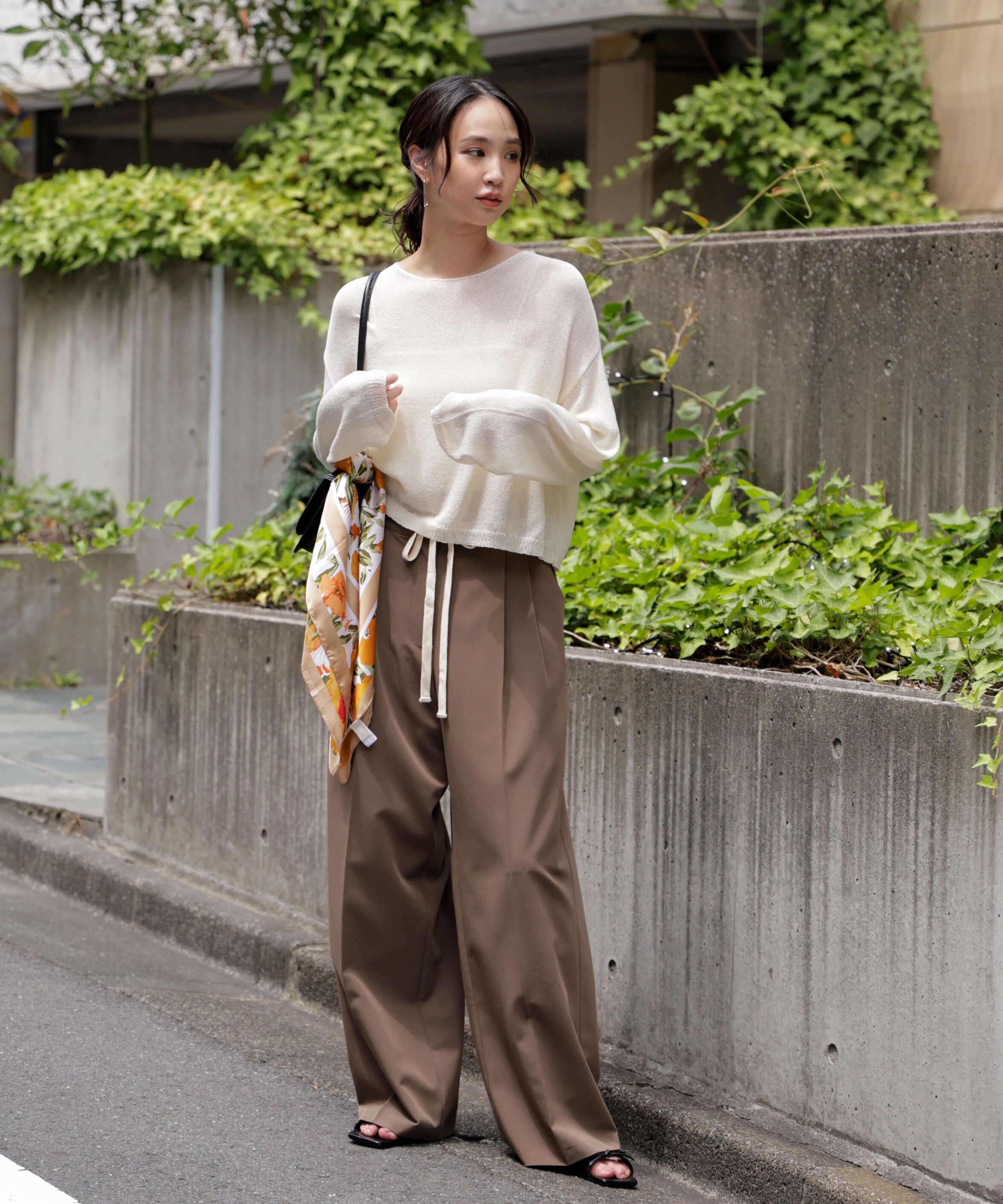  「透かしあみ天竺短丈ニット」|ニット・セーター|