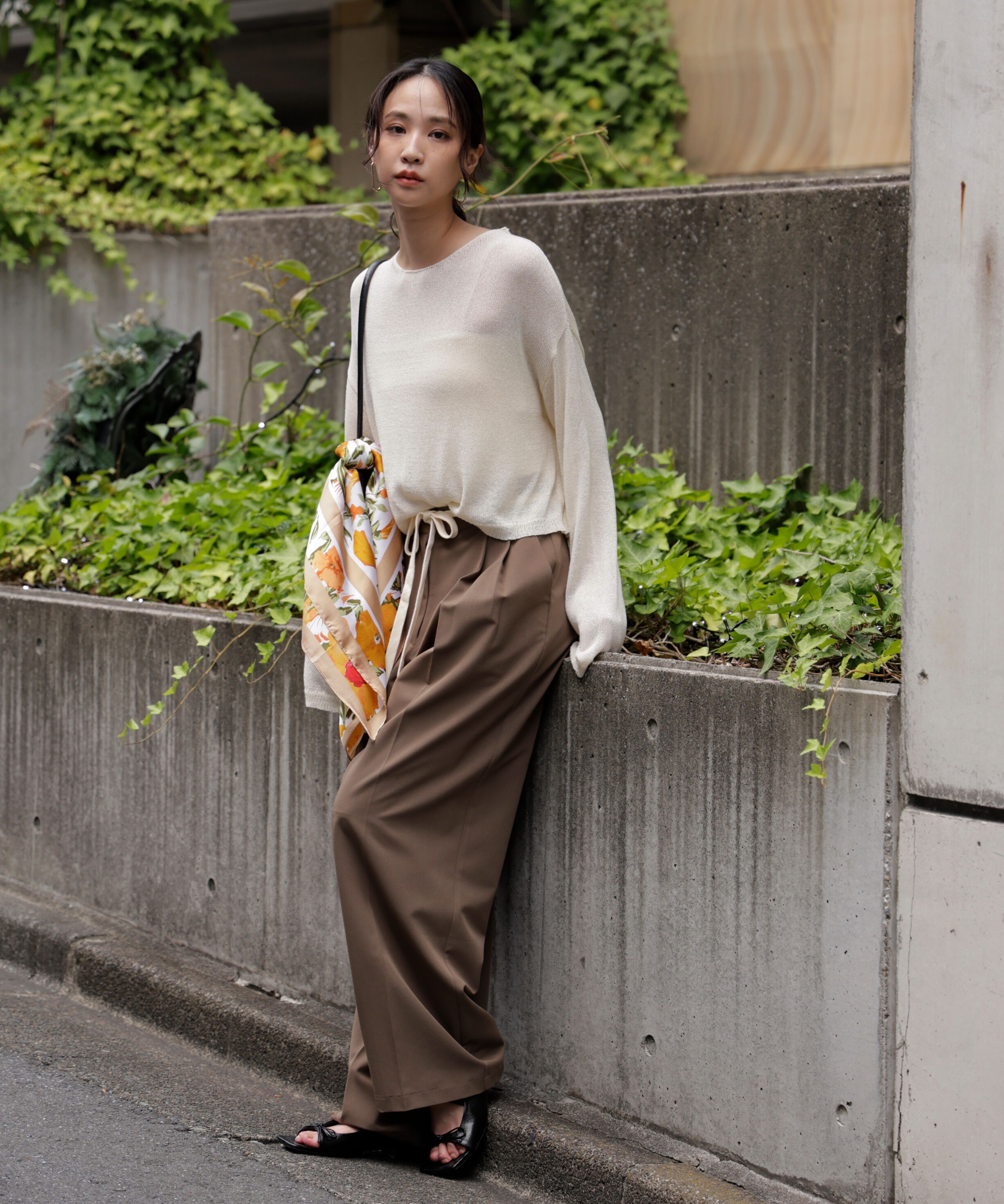  「透かしあみ天竺短丈ニット」|ニット・セーター|