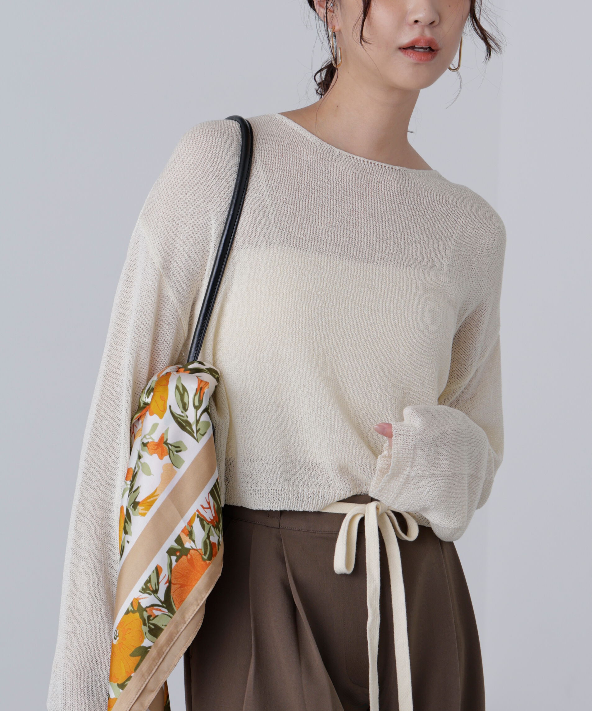  「透かしあみ天竺短丈ニット」|ニット・セーター|