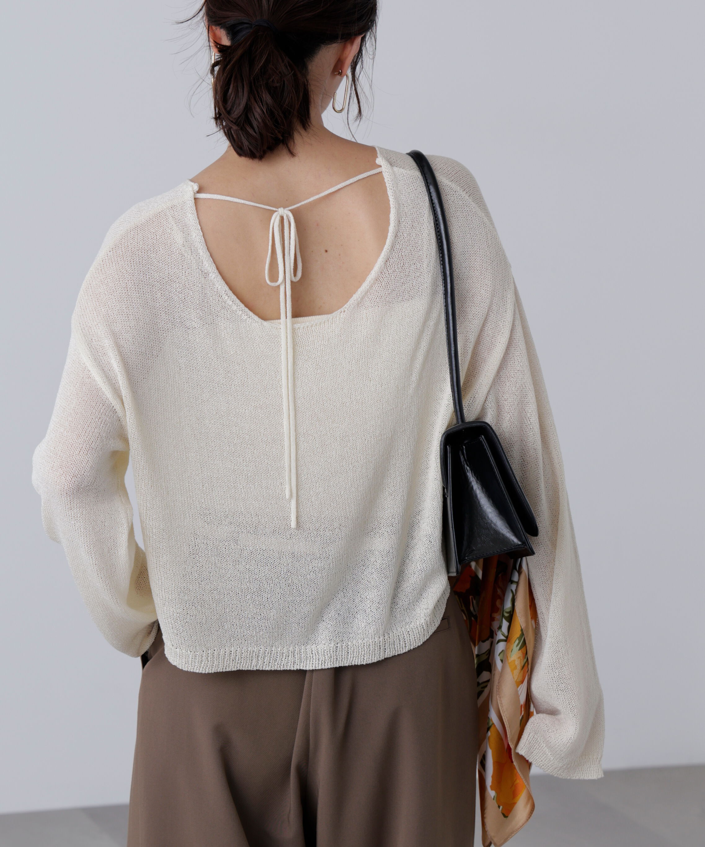  「透かしあみ天竺短丈ニット」|ニット・セーター|