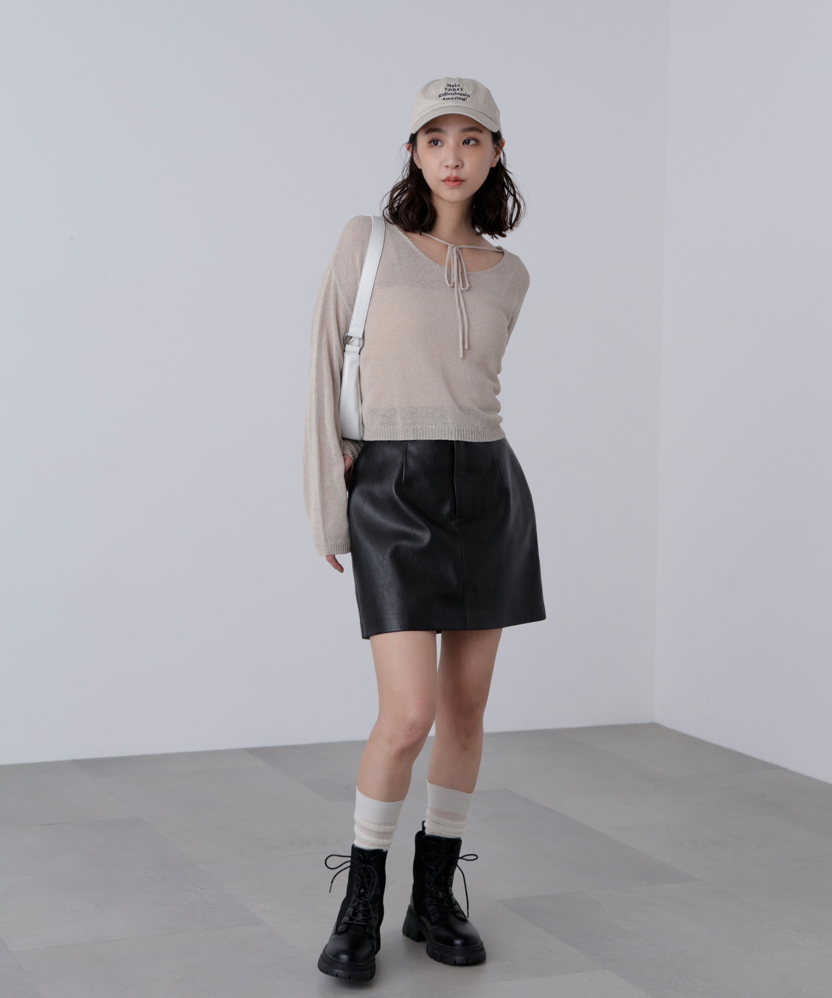  「透かしあみ天竺短丈ニット」|ニット・セーター|