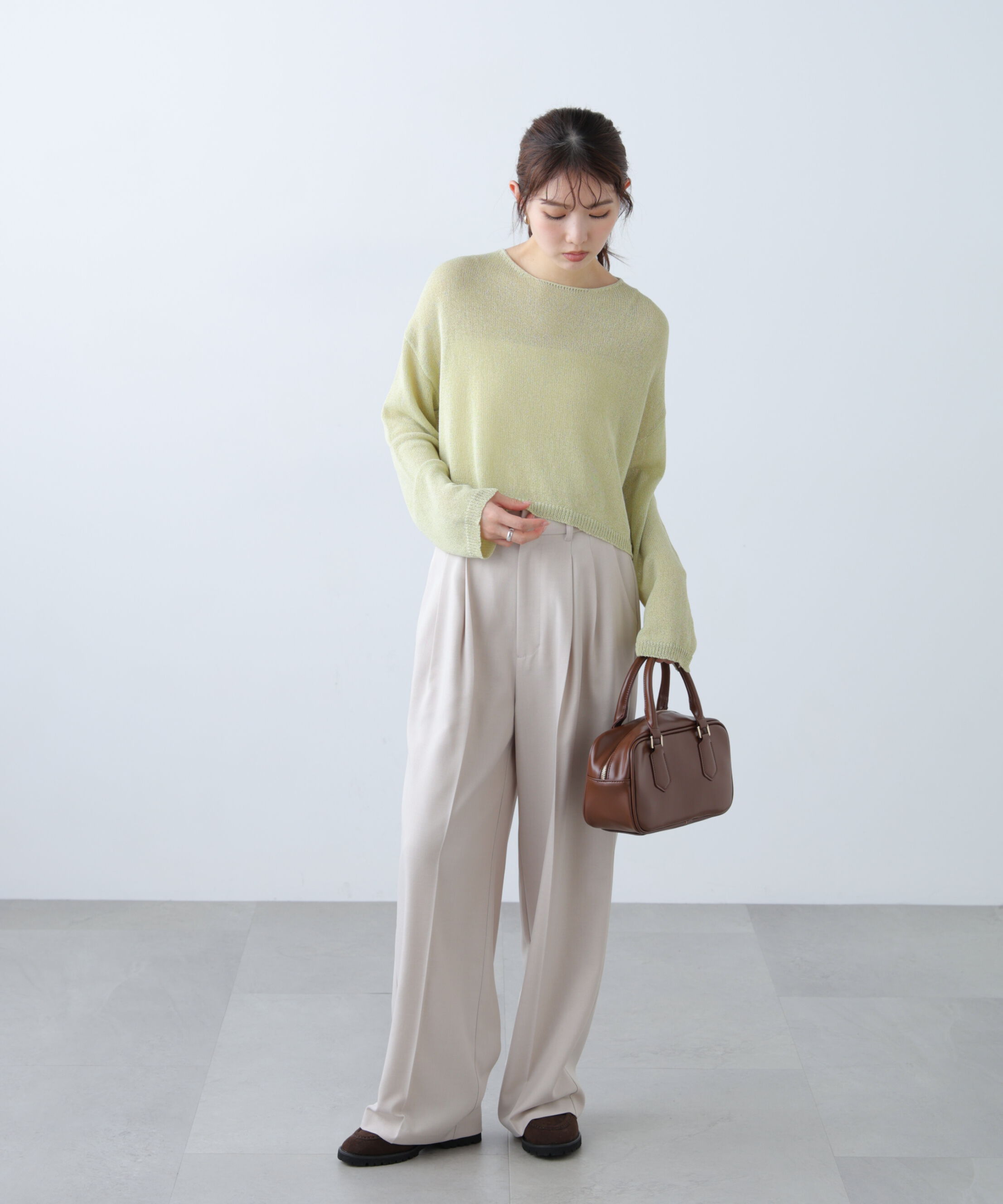  「透かしあみ天竺短丈ニット」|ニット・セーター|